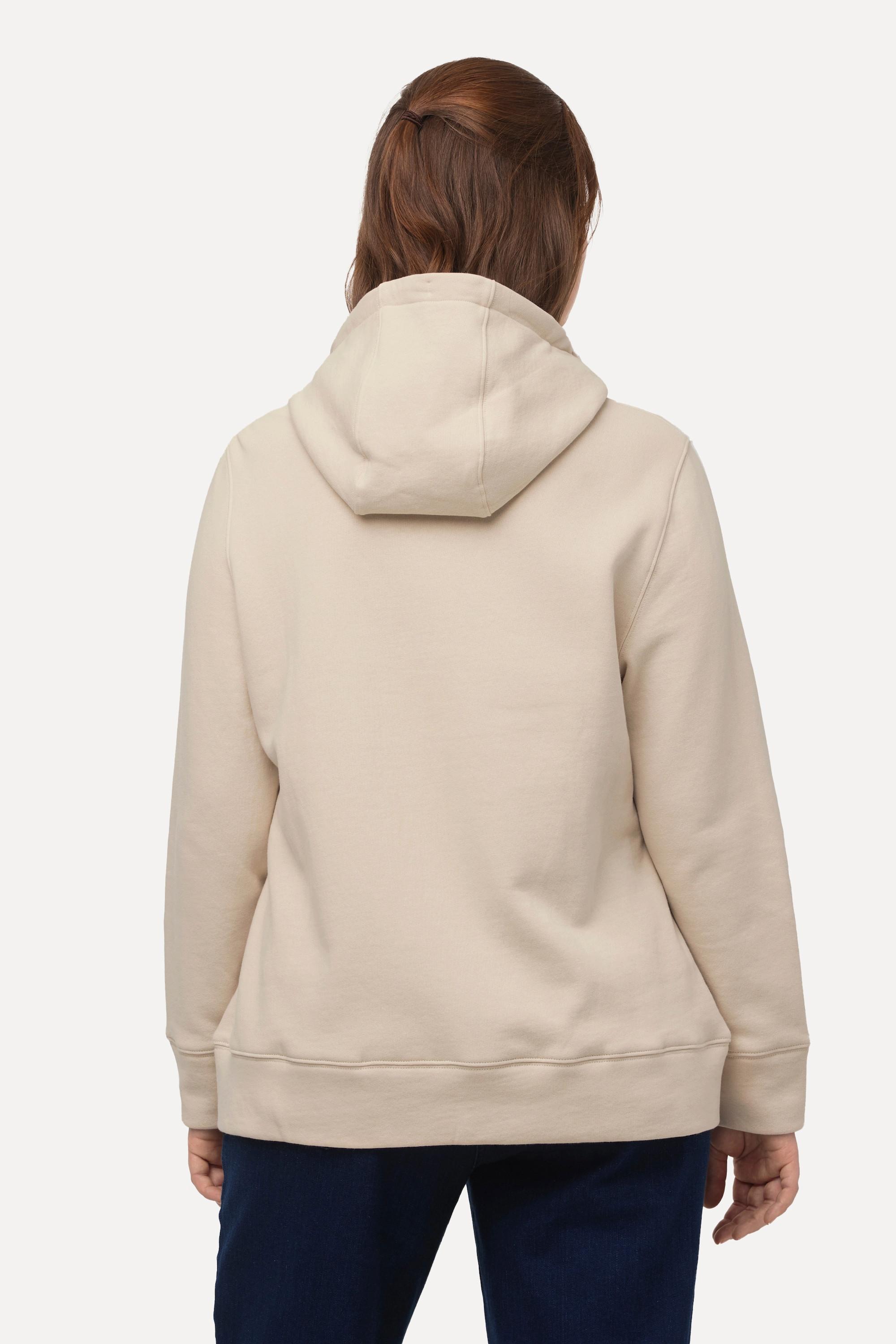 Ulla Popken Hoodie, Zipper, Kapuze, Langarm, Biobaumwolle