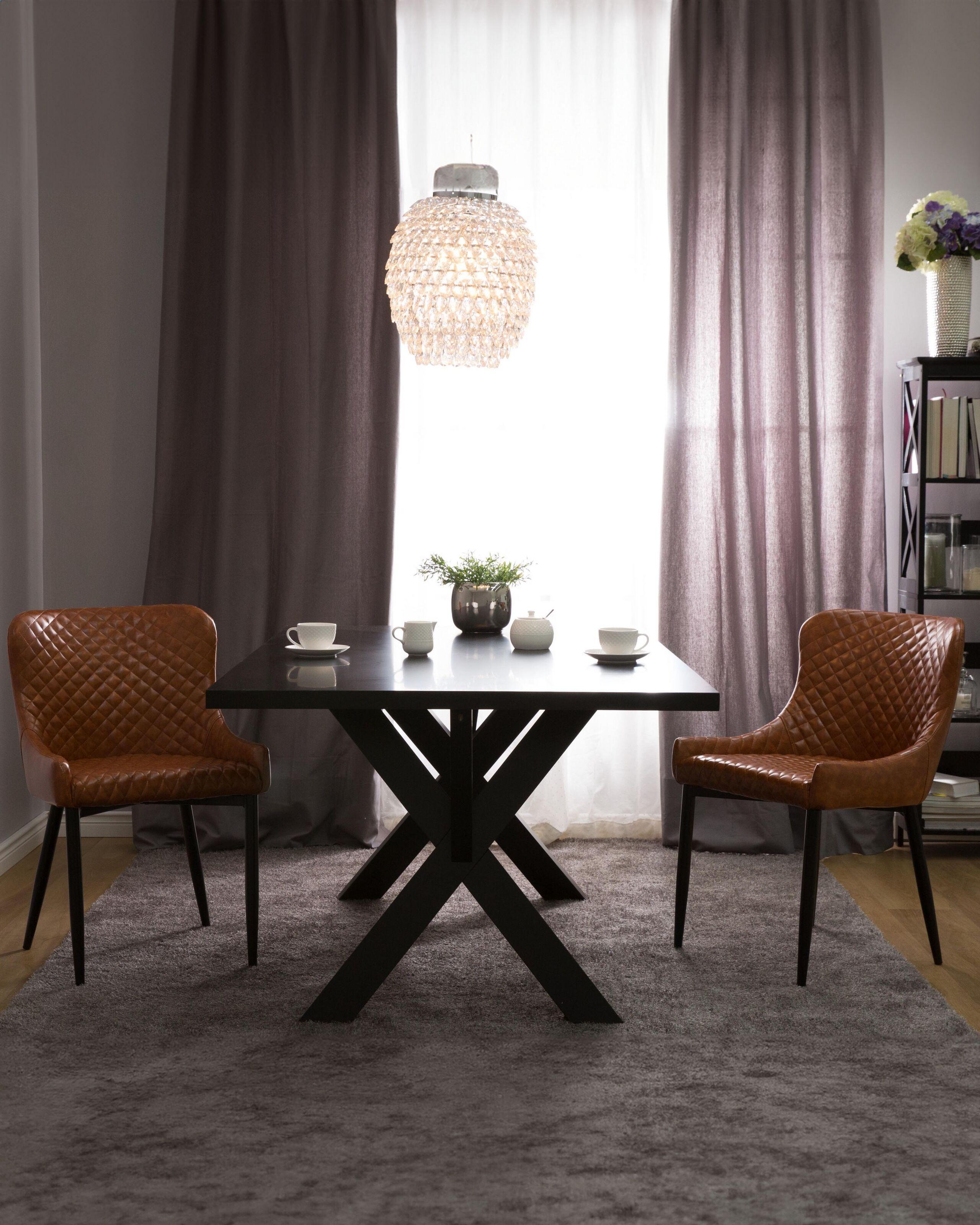 Beliani Esszimmerstuhl 2er Set aus Kunstleder Glamourös SOLANO