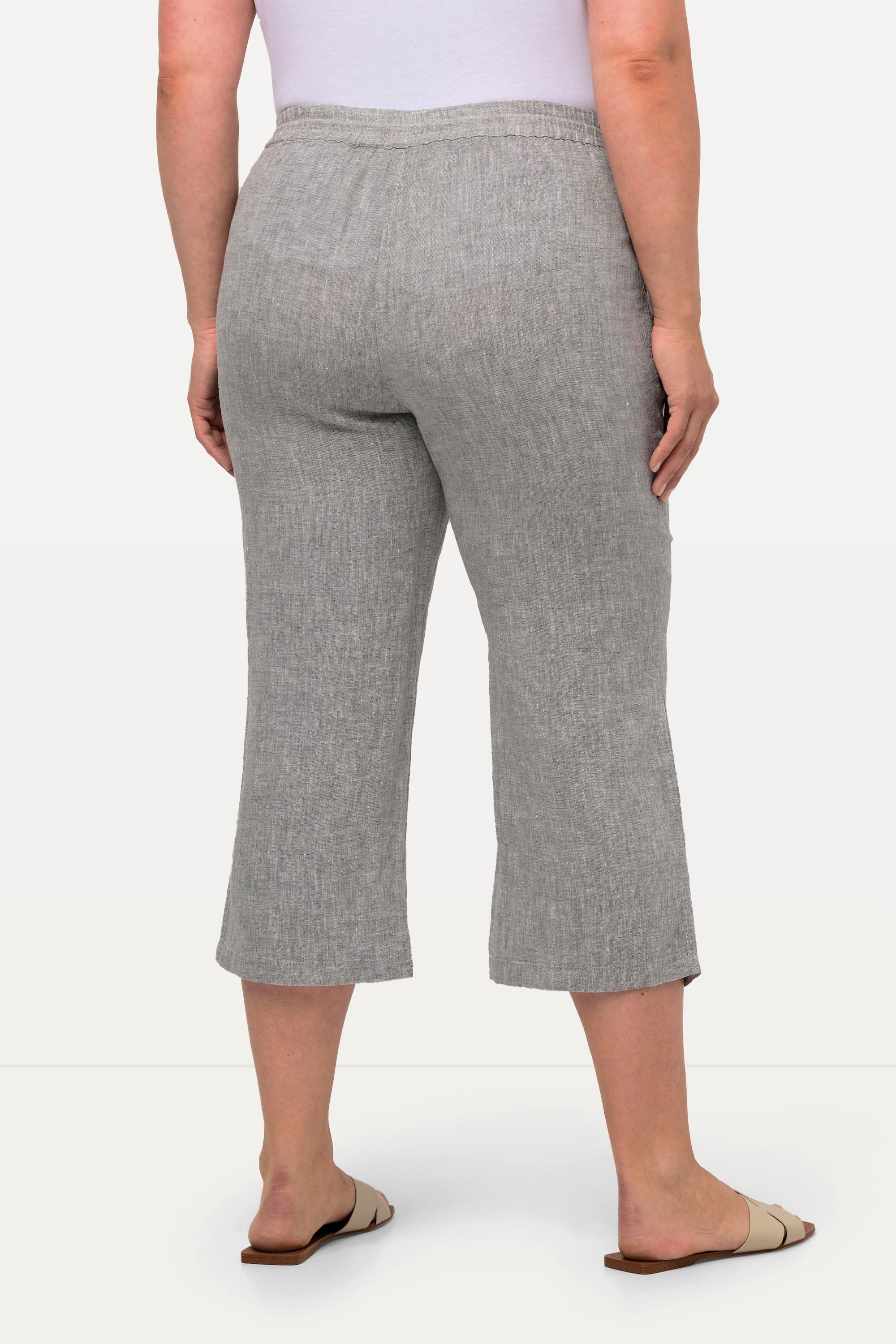 Ulla Popken 7/8 Leinenhose mit elastischem Bund
