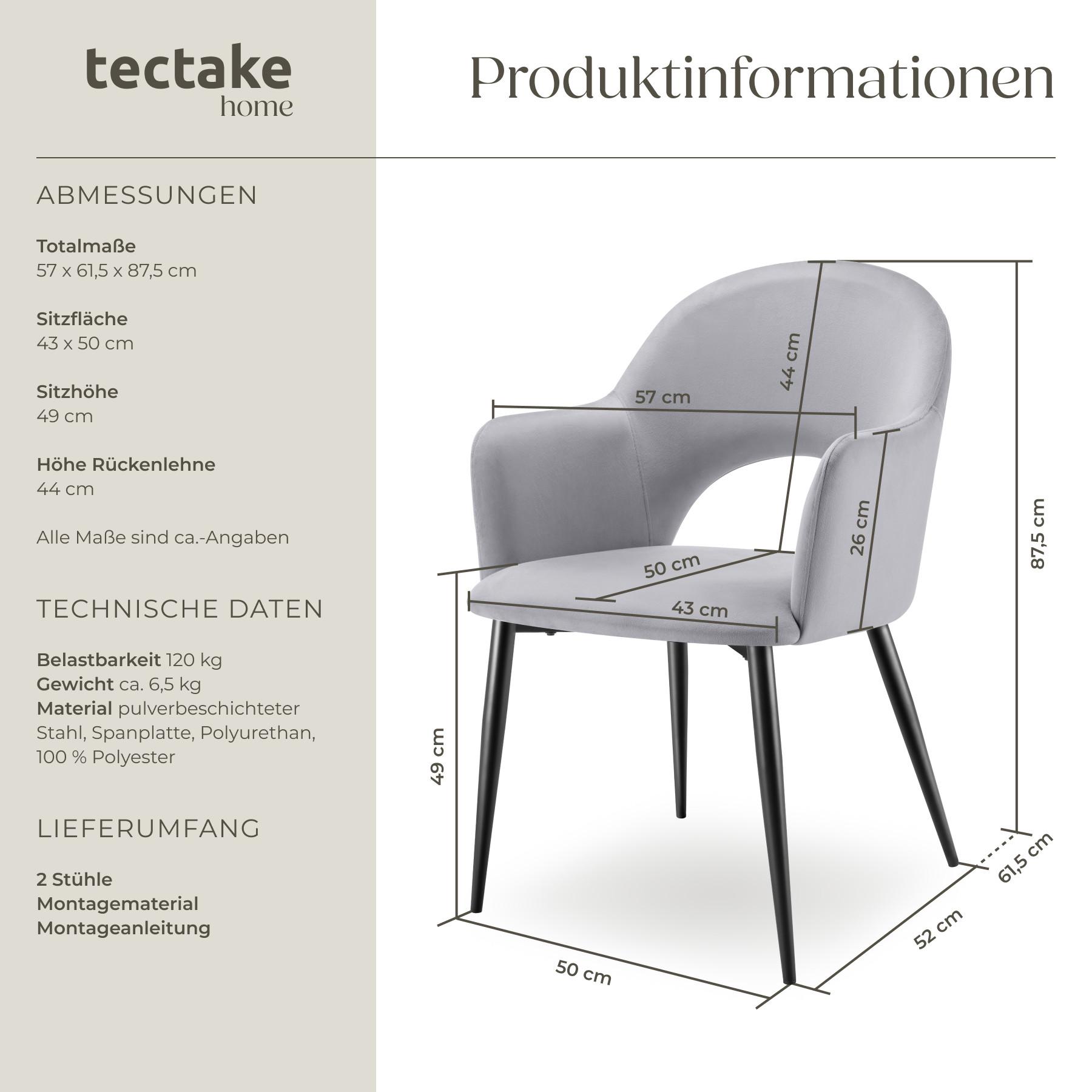 Tectake Armlehnstuhl Sachel, Samtoptik, gepolstert, 120 kg