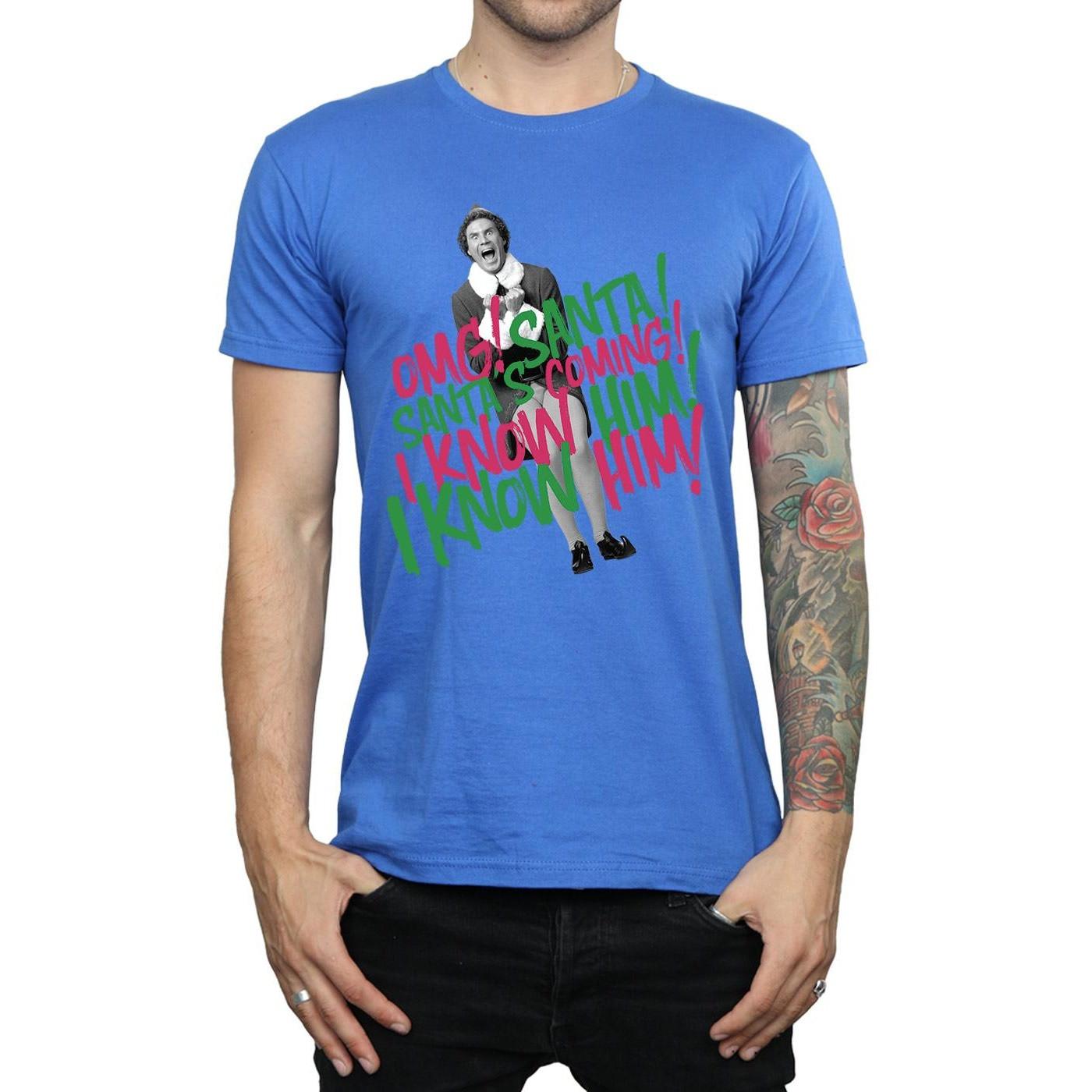 Elf Santa's Coming Bedrucktes T-Shirt