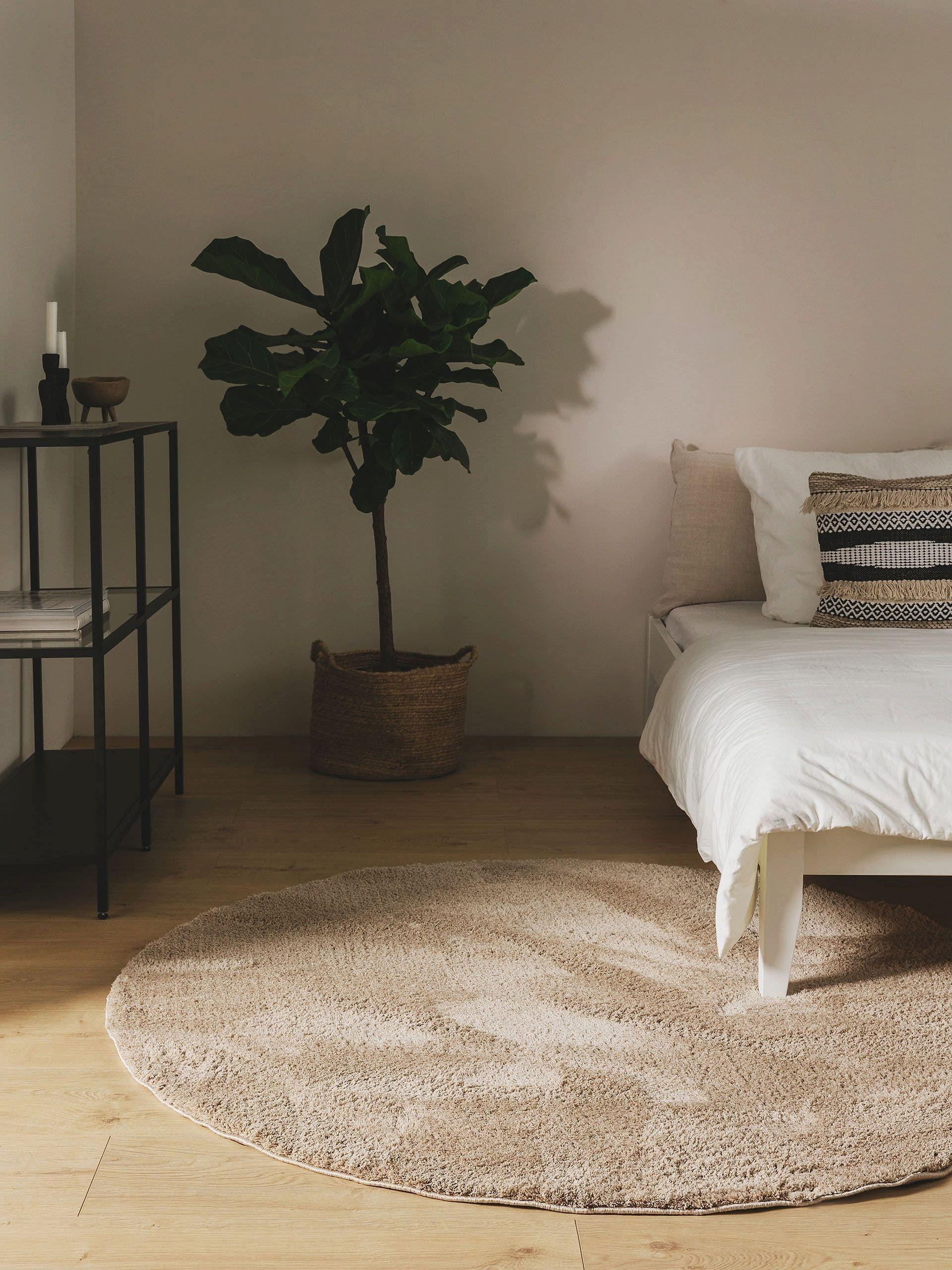 Benuta Hochflorteppich rund Soda Beige