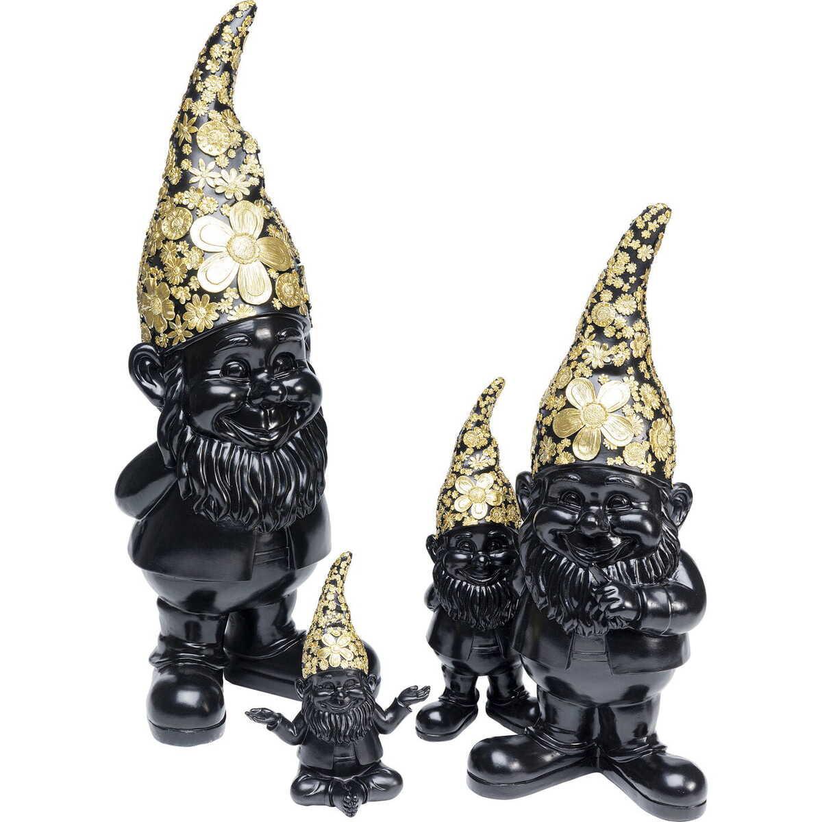 KARE Design Deko Figur Zwerg Standing Schwarz Gold 46cm