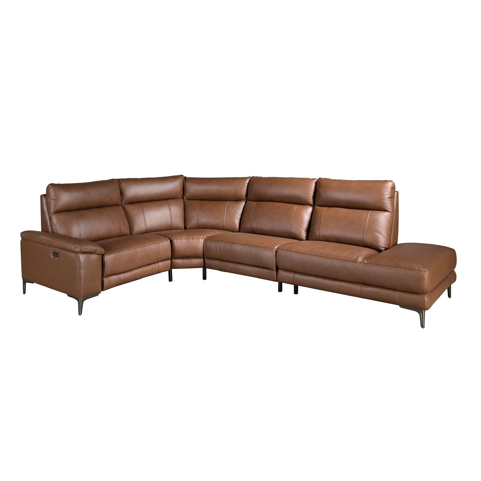 ANGEL CERDA Rechtes Chaiselongue-Relaxsofa in tabakbraunem Leder
