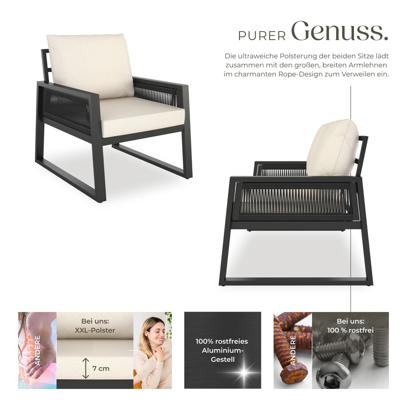 Tectake Gartenlounge-Set Captive im Rope-Design