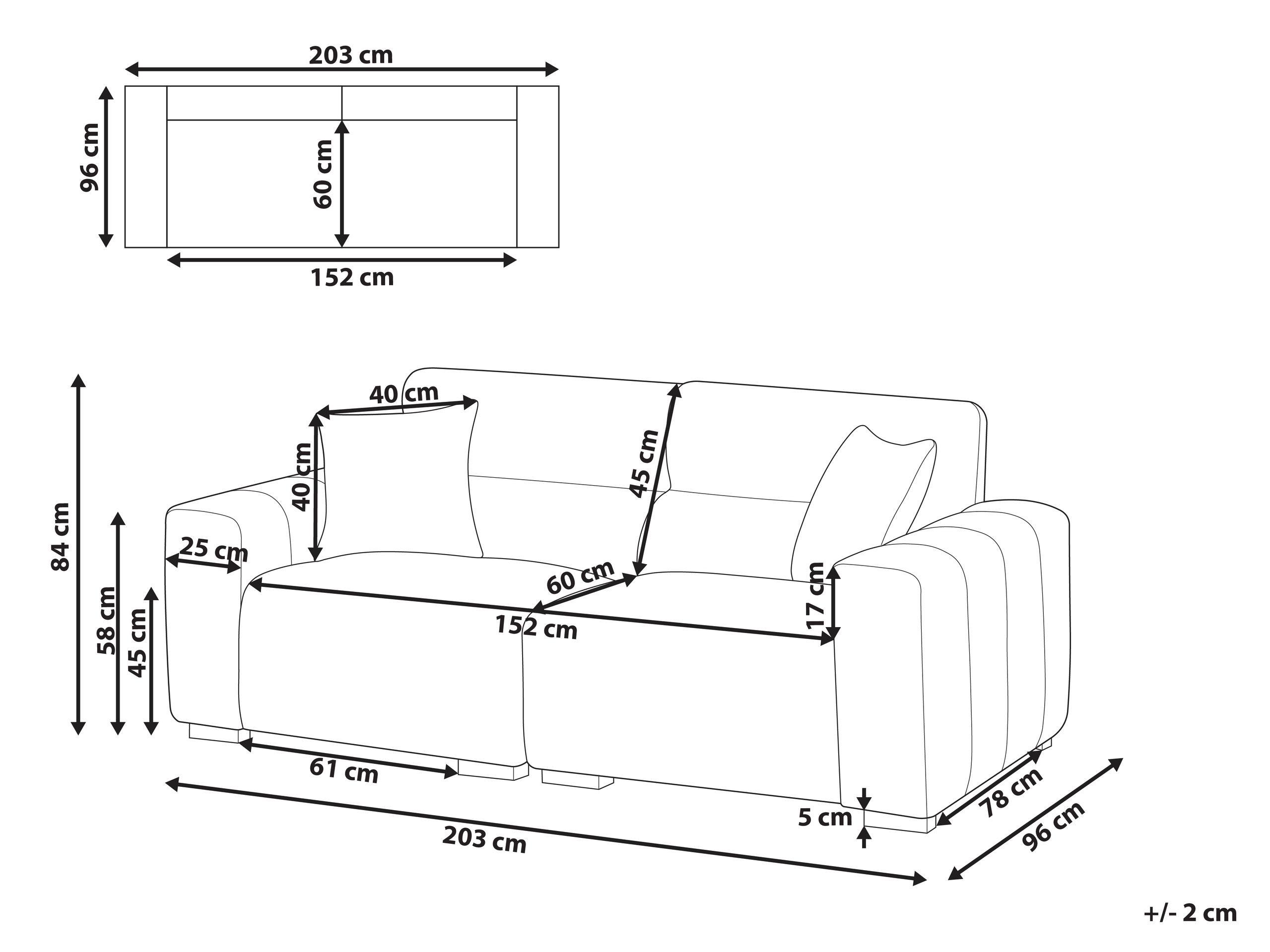 Beliani 3 Sitzer Sofa aus Polyester Skandinavisch FAUSKAN