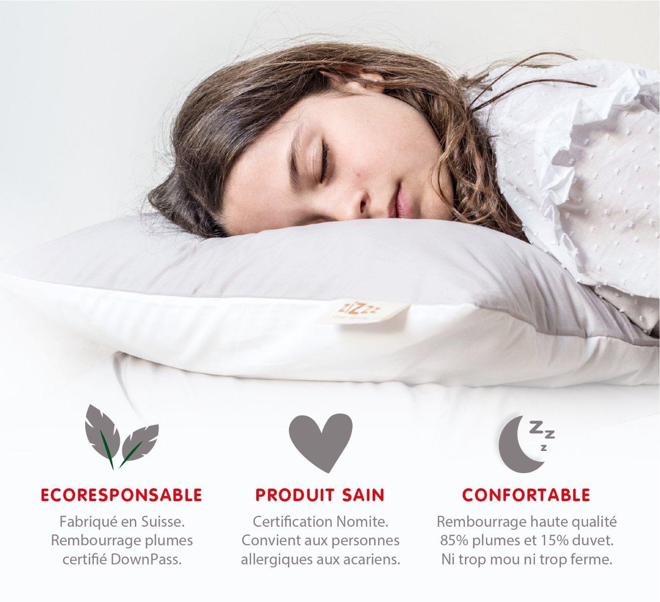 Zizzz Premium Gänsedaunenkissen bio, Nomite & Downpass