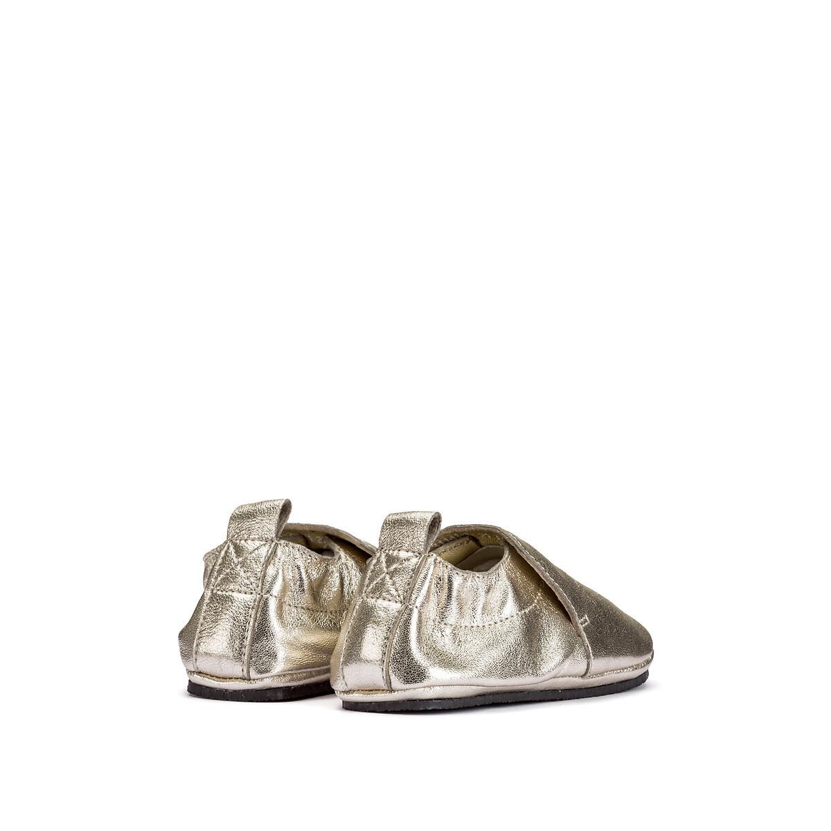 La Redoute Collections Goldfarbene Lederhausschuhe mit Sternmotiv