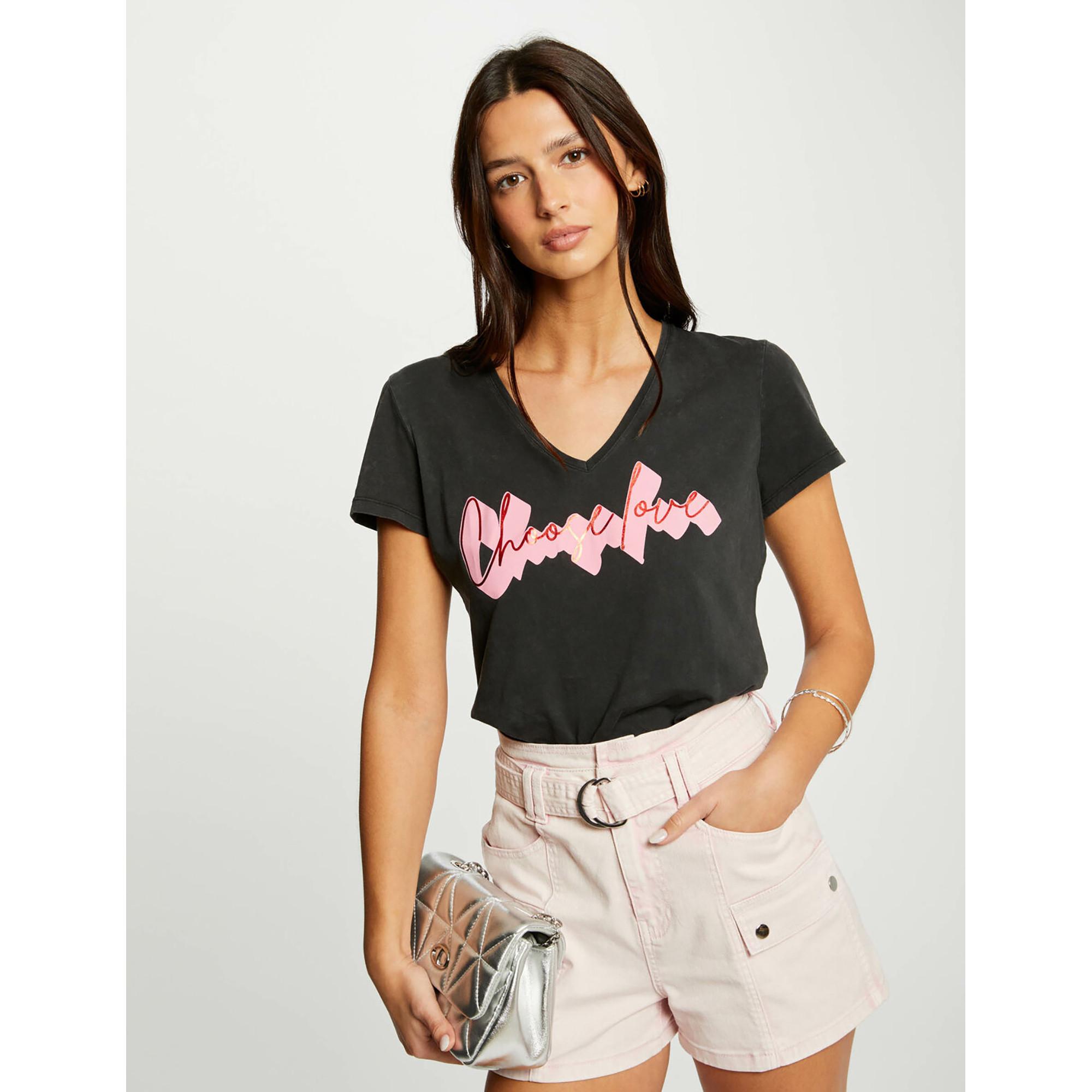 MORGAN V-Ausschnitt Kurzarm Print T-Shirt