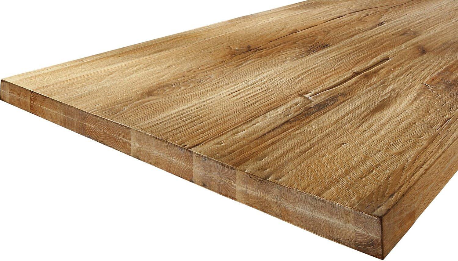 mutoni Massivholztisch 180x100 - Akazie natur - Metall antiksilber - mit Baumkante