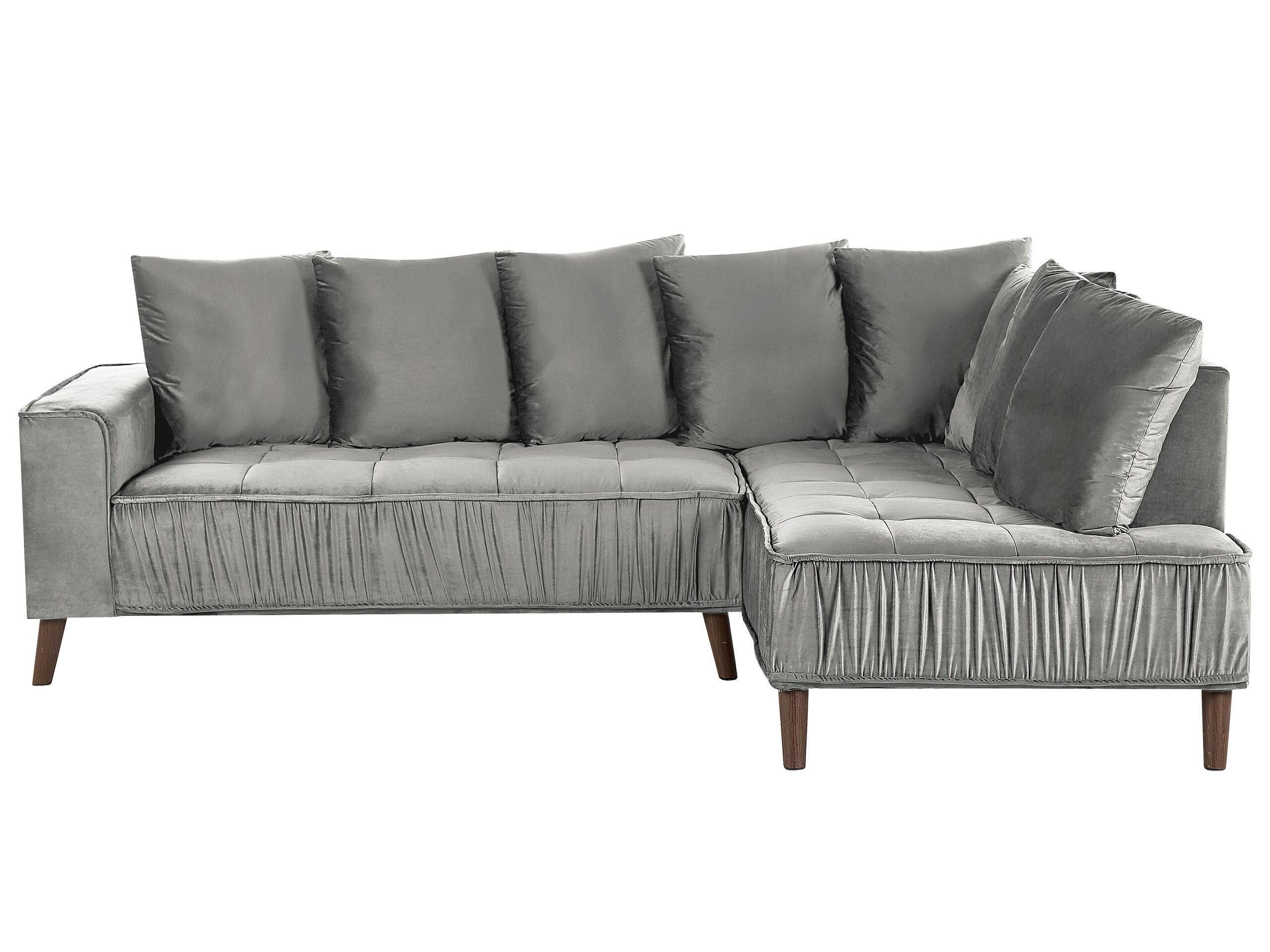 Beliani Ecksofa aus Samtstoff Modern GRENA
