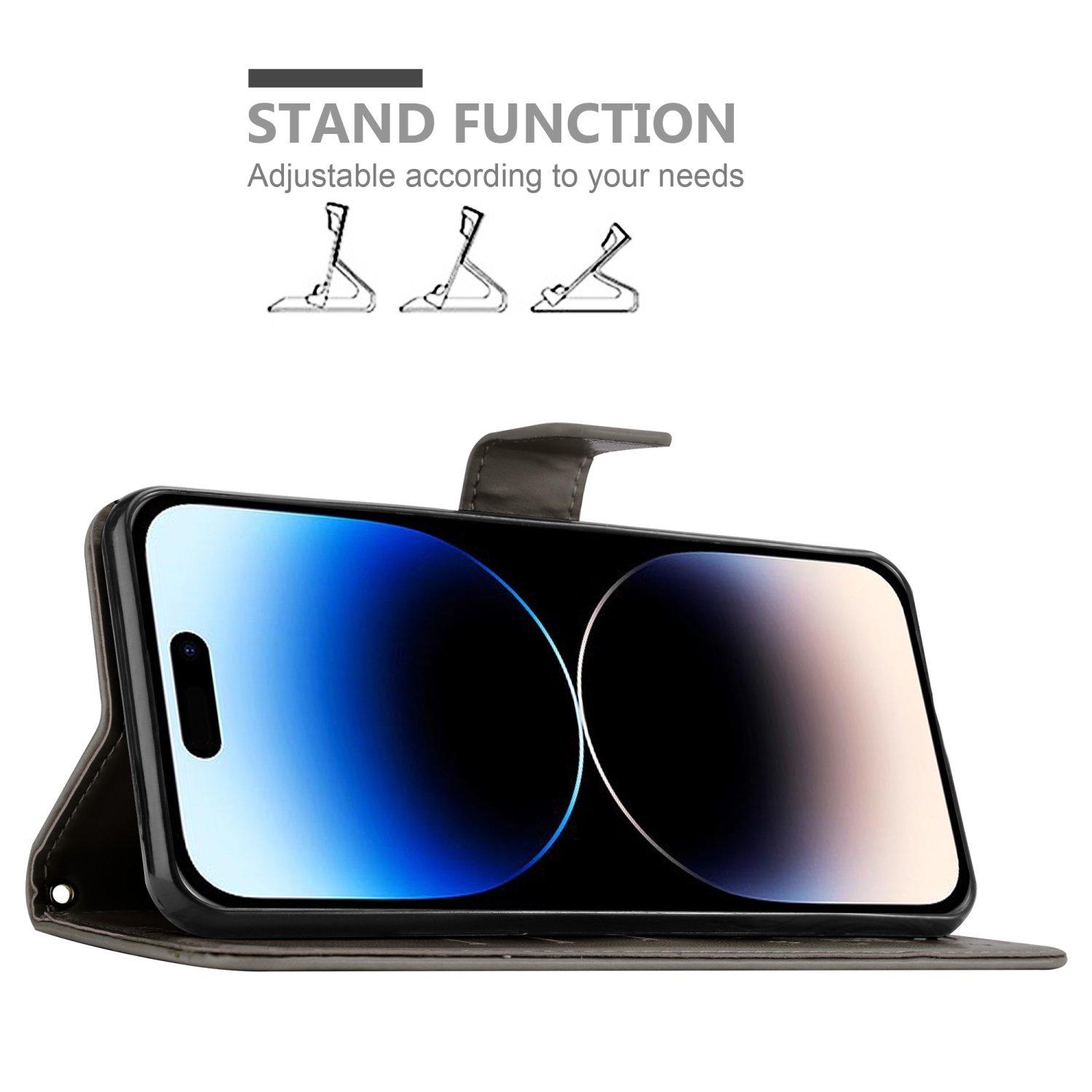 Cadorabo Hülle für Apple iPhone 14 PRO MAX Blumen Design Magnetverschluss