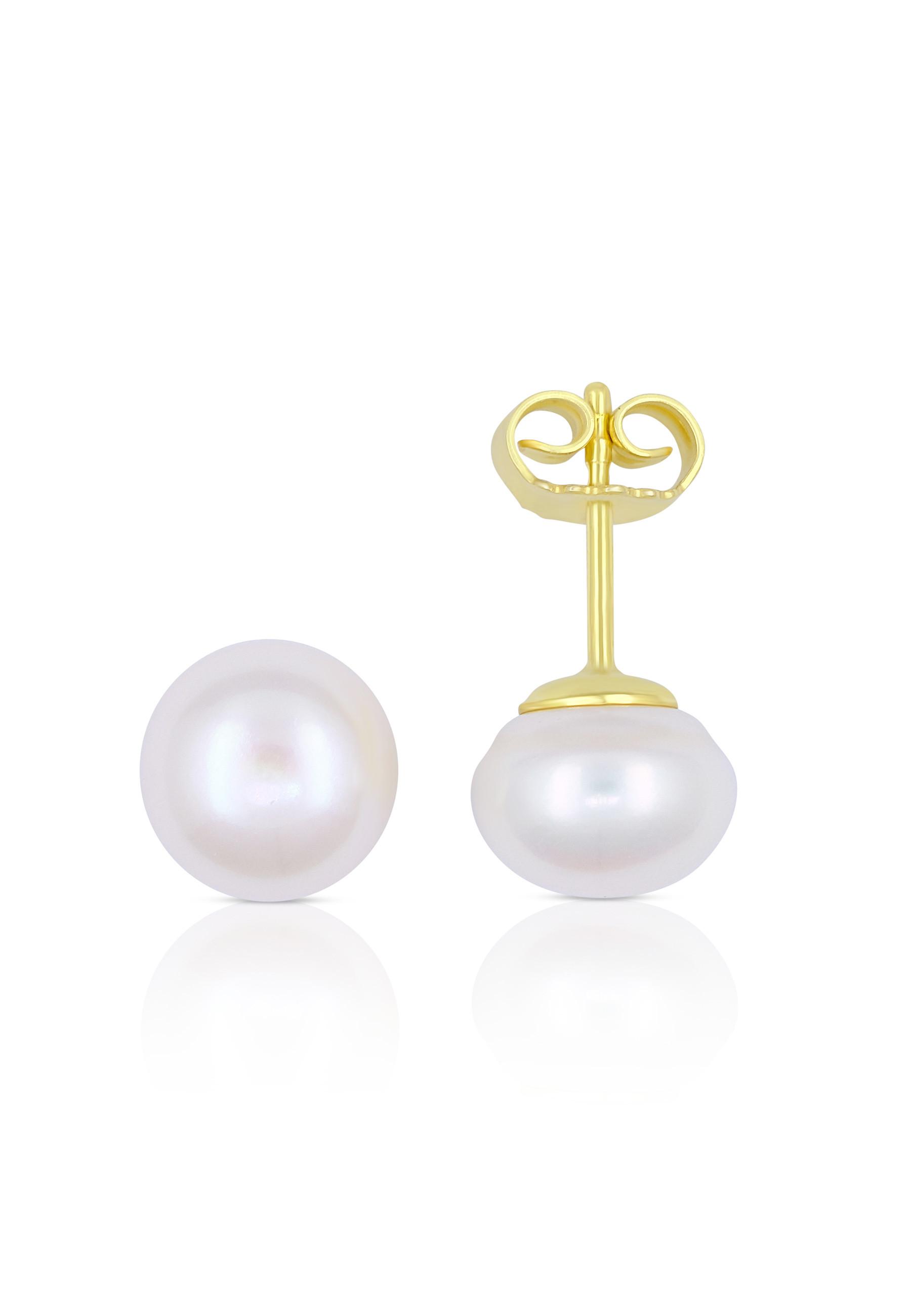 MUAU Schmuck Ohrstecker Gelbgold 750 Süsswasserperle 8-8.5mm