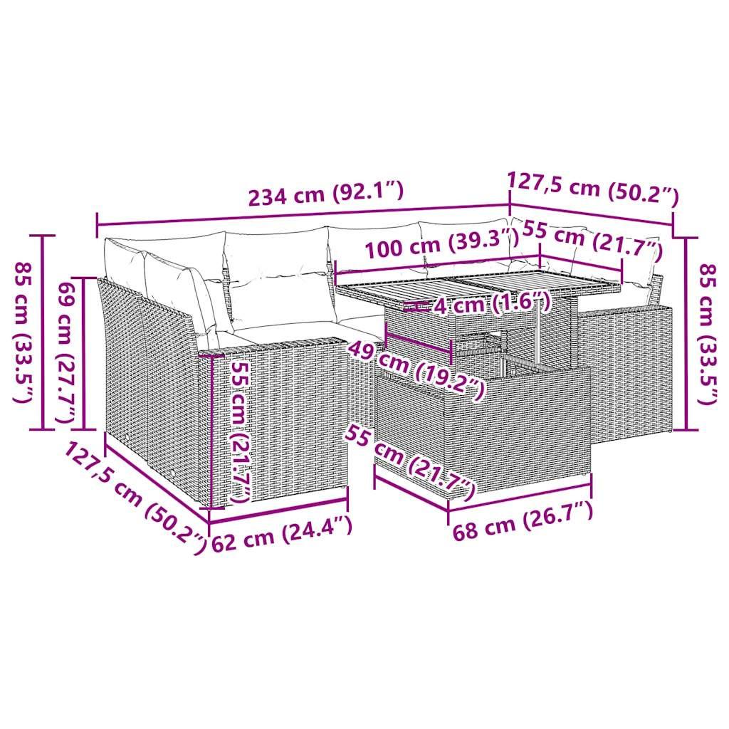VidaXL Garten sofagarnitur poly-rattan