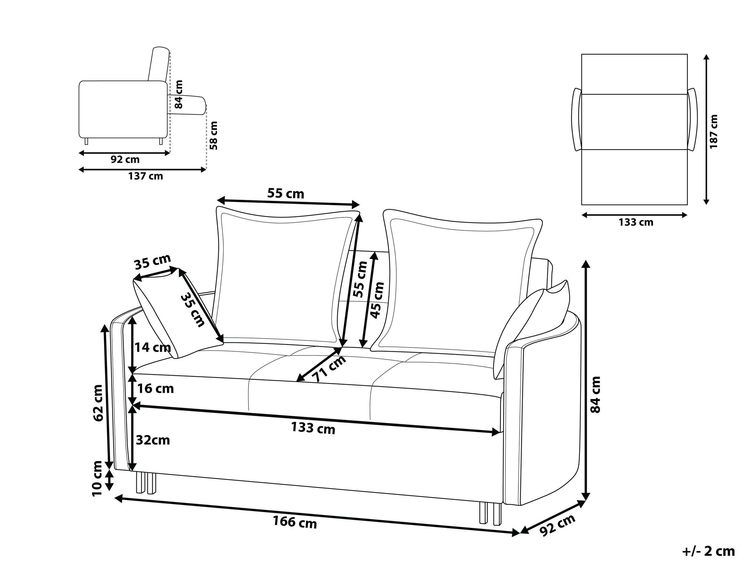 Beliani Schlafsofa aus Polyester Skandinavisch HOVIN