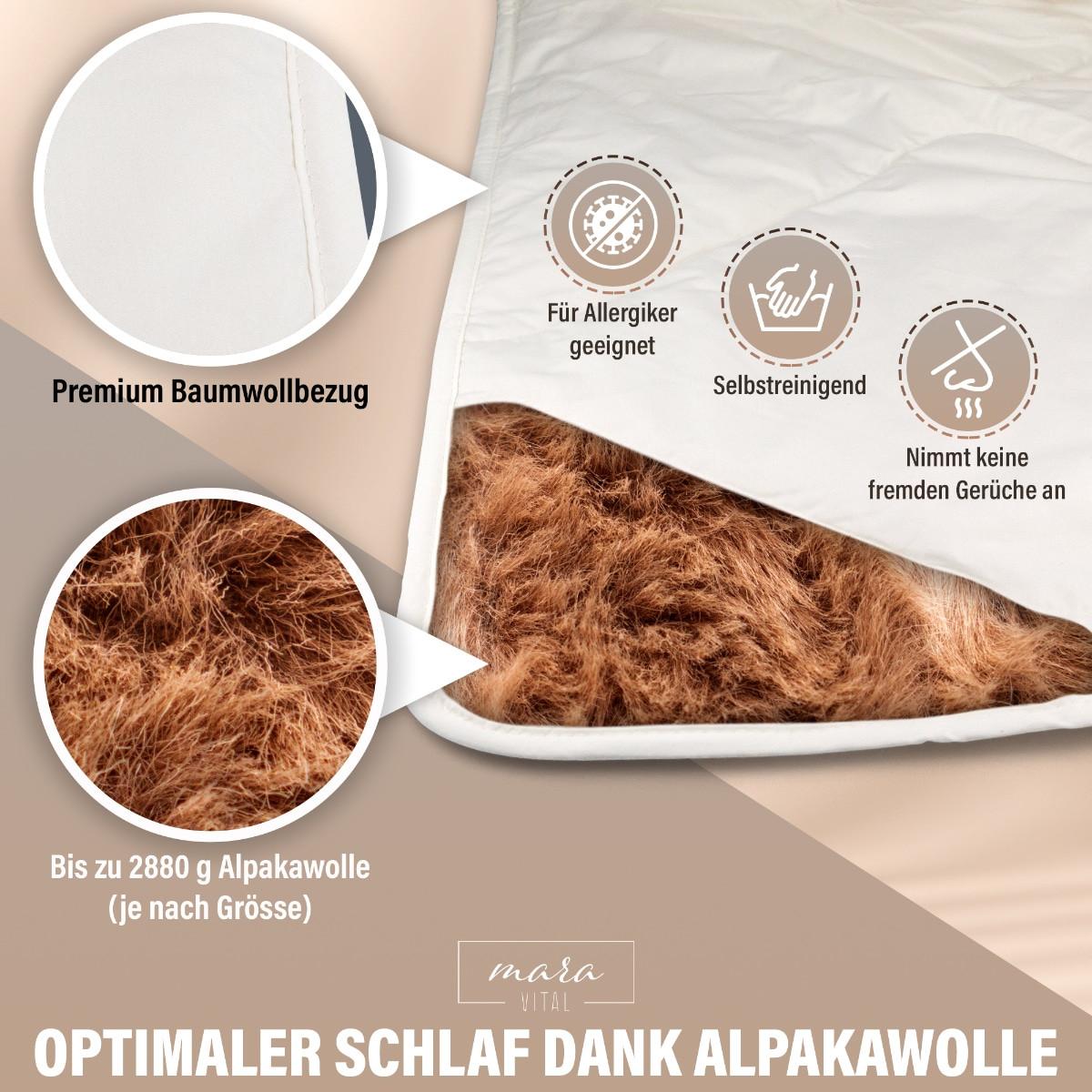Mara Vital Alpakadecke - Bio GOTS Premium - 2 Leichtes Ganzjahres-Duvet