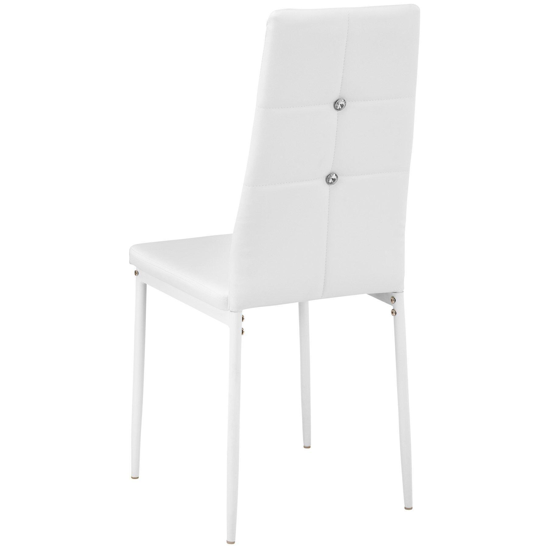 Tectake 4 Esszimmerstühle, Kunstleder mit Glitzersteinen