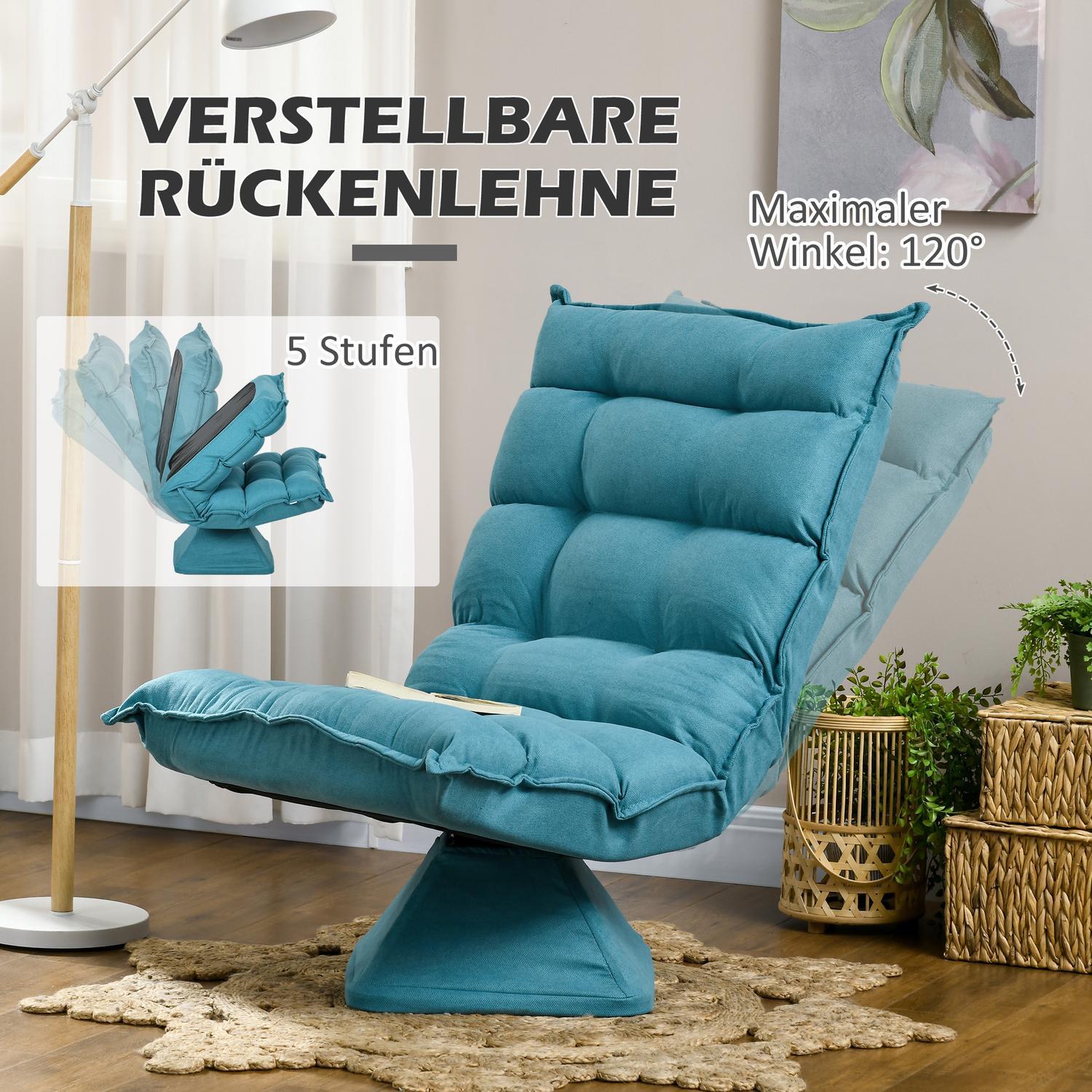 Northio Bodenstuhl Verstellbares Bodensofa drehbar Meditationsstuhl Relaxsessel Lazy Sofa Wohnzimmer Büro Blau