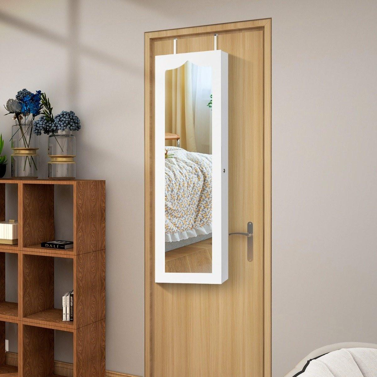 Northix Schmuckschrank Hängend Sipegelschrank mit LED-Beleuchtung Weiß