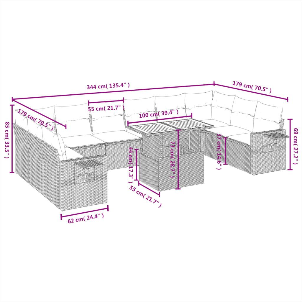 VidaXL Garten sofagarnitur poly-rattan
