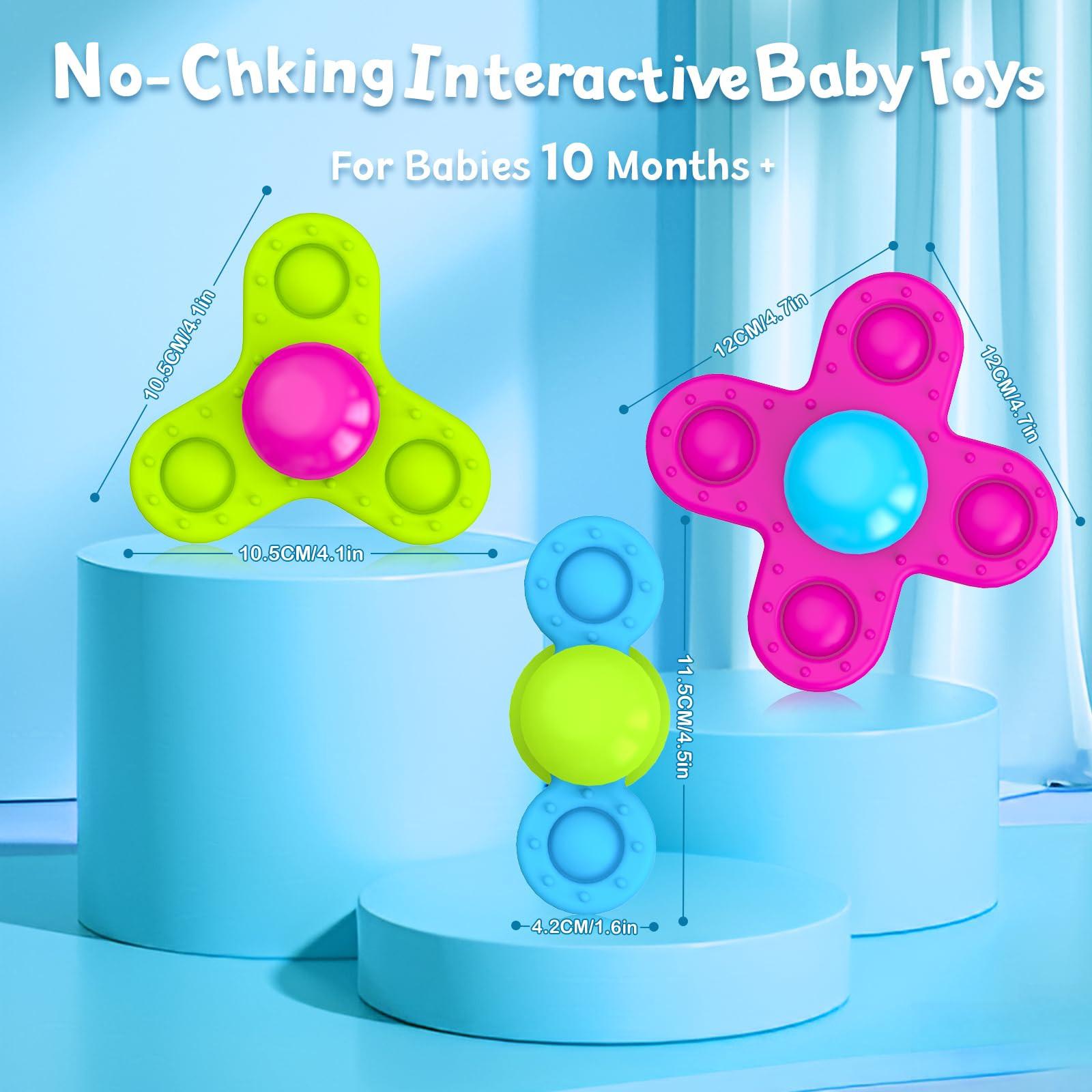 Activity-board Saugnapf Spielzeug Kinder, 3 Stück Baby Spielzeug Fidget Spinner Baby Silikon