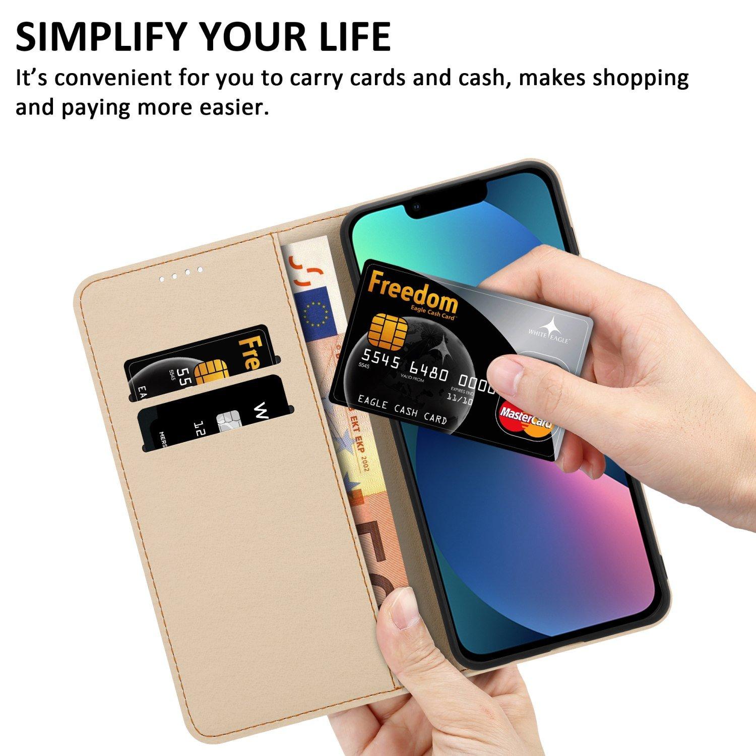Cadorabo Cadorabo Hülle kompatibel mit Apple iPhone 13 MINI - Schutzhülle mit Magnetverschluss, Standfunktion und Kartenfach