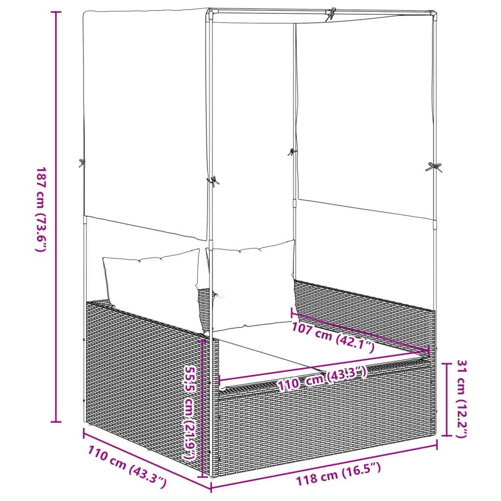 VidaXL Doppel-sonnenliege poly-rattan