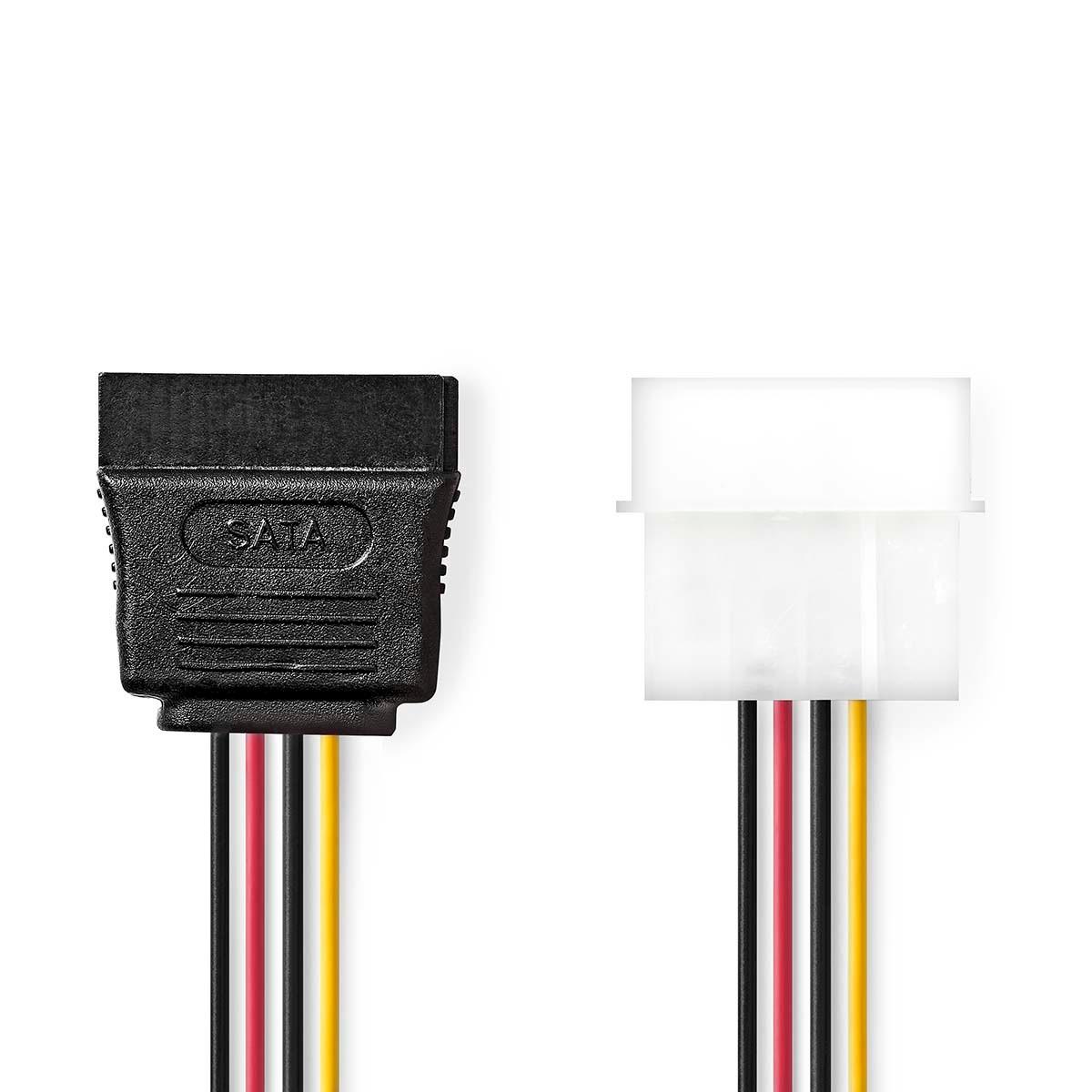 Nedis Internes Stromkabel | Molex Stecker | SATA 15-Pin Buchse | Vergoldet | 0,15 m | Rund | PVC | Mehrfarbig | Box