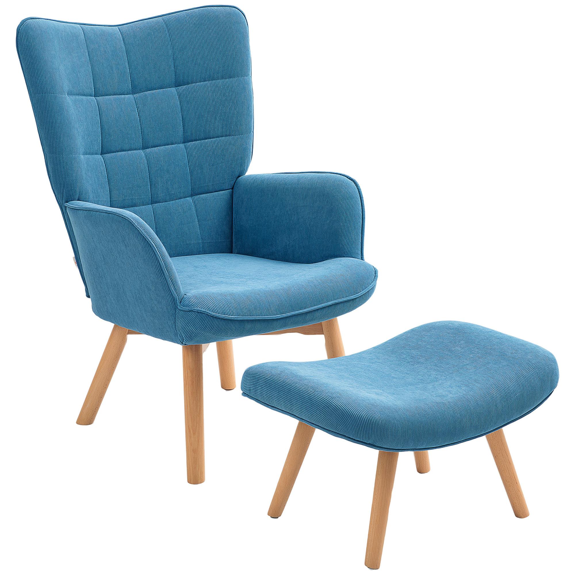 HOMCOM Ohrensessel mit Hocker