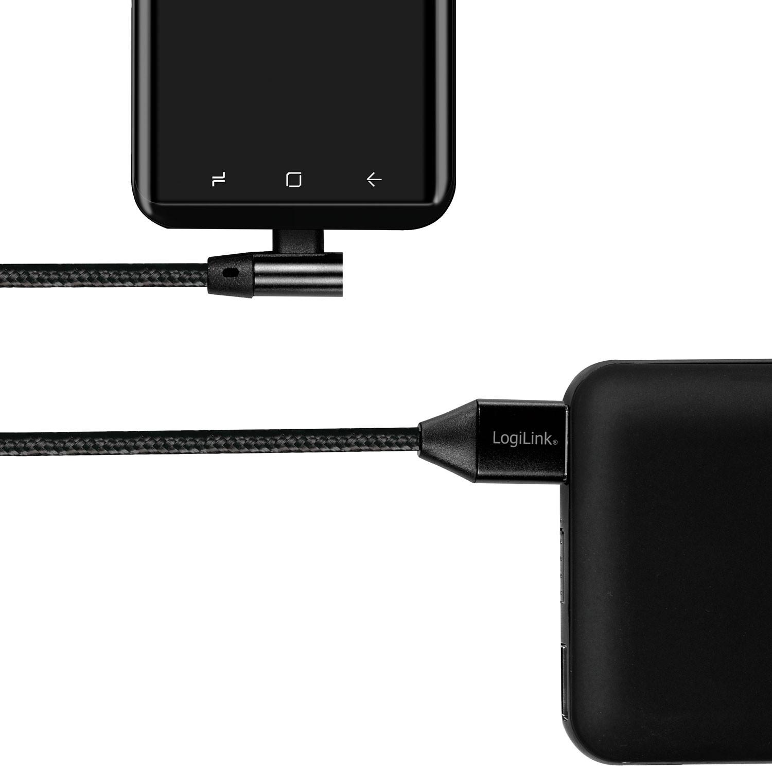 LogiLink Abgewinkeltes USB-C-Kabel USB 2.0 Max 3A 1m