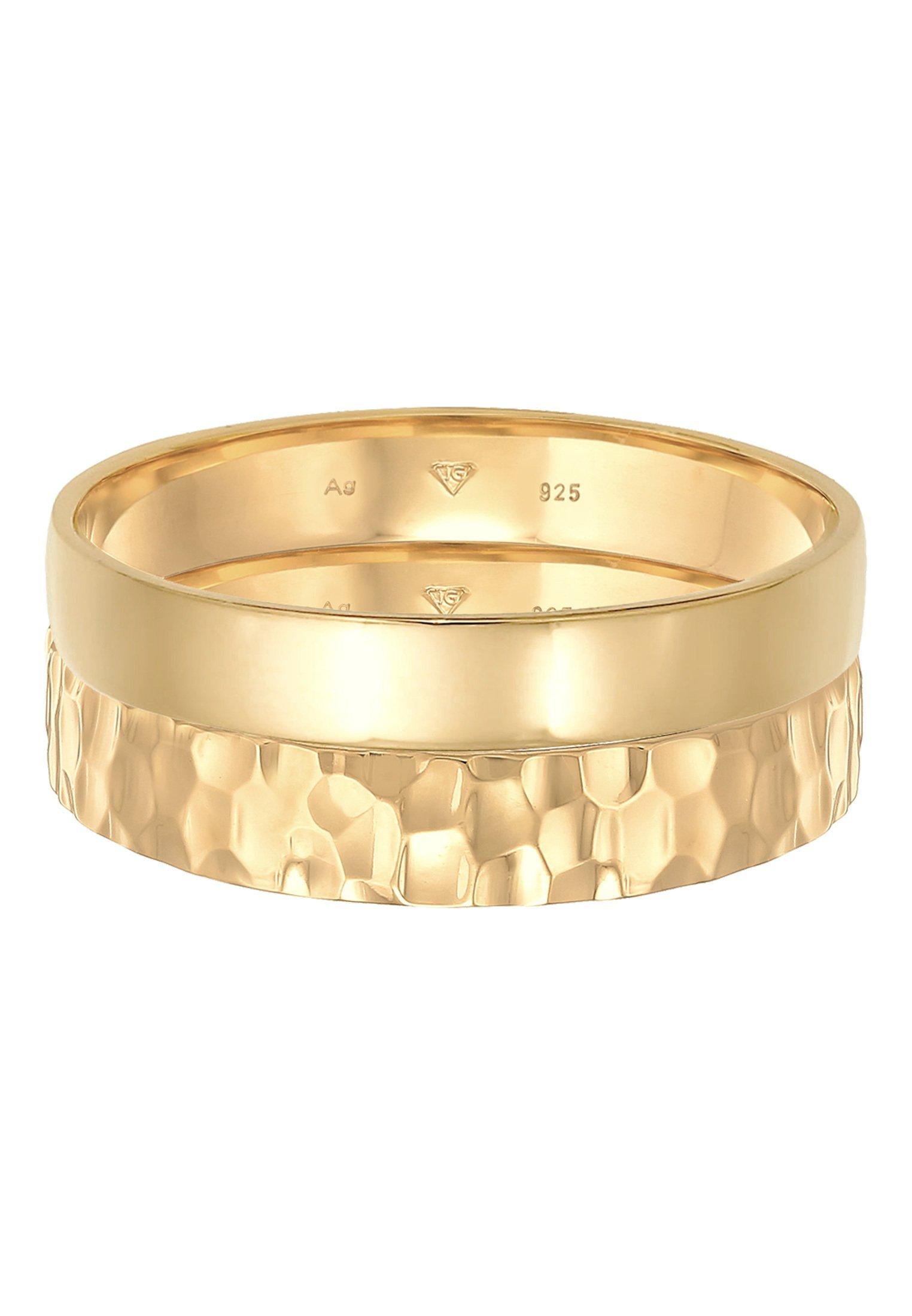 Kuzzoi Ring Set Unisex Basic Gehämmert 925 Silber