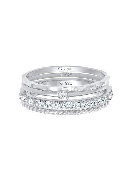 Elli Ring Kristalle Stapelring Gedreht 4Er Set