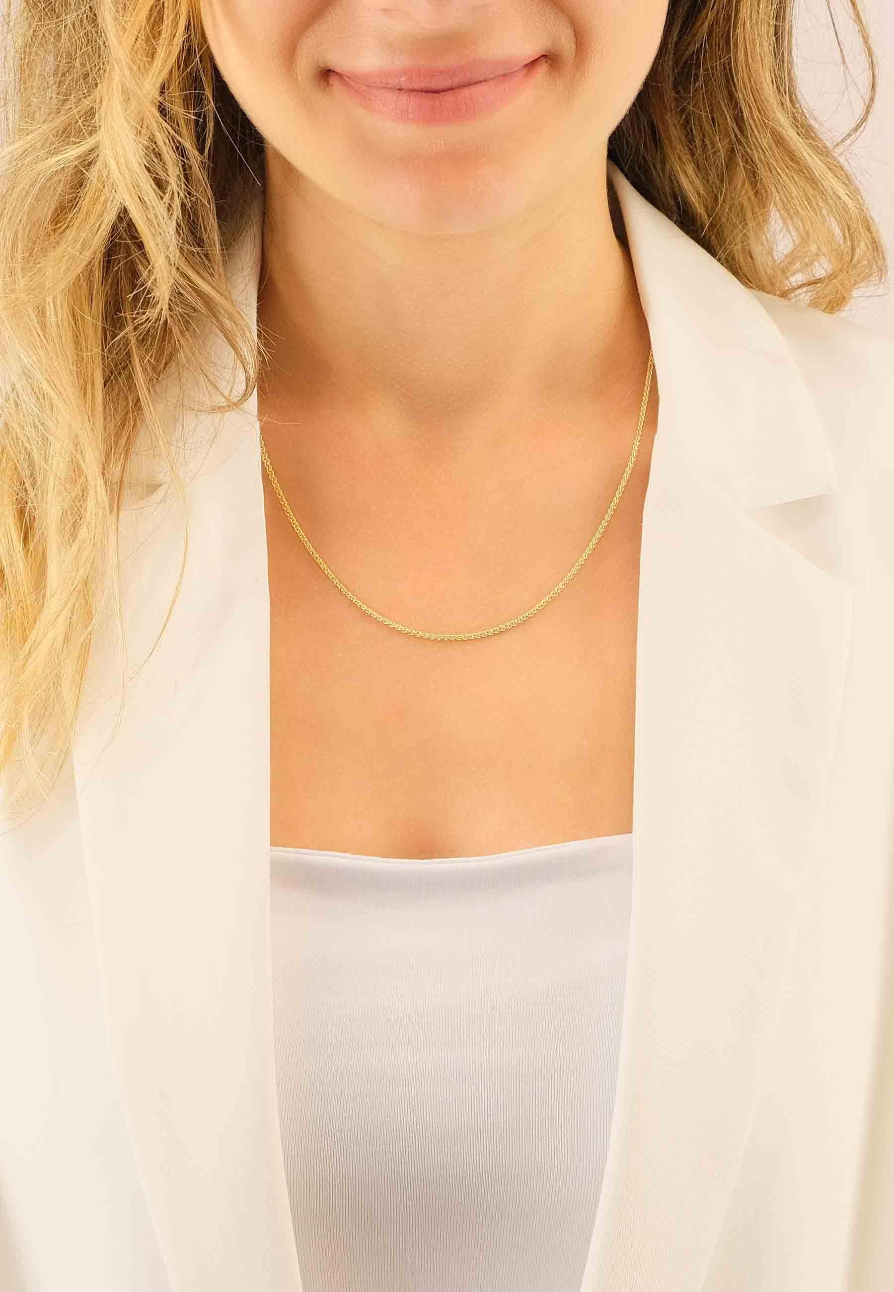MUAU Schmuck Collier Zopf Gelbgold 750, 1.6mm, 38cm