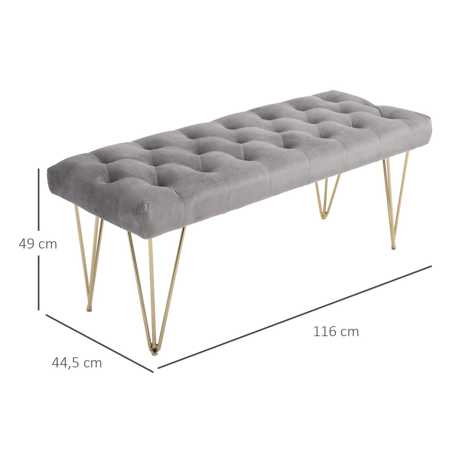 Northio Sitzbank Im Eingangsbereich Schuhbank Mit Samtbezug, Sitztruhe, Velvet, Grau, 116X44,5X49Cm