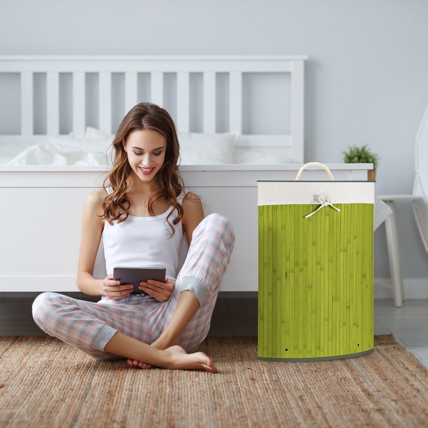 B2X Eckwäschekorb aus Bambus