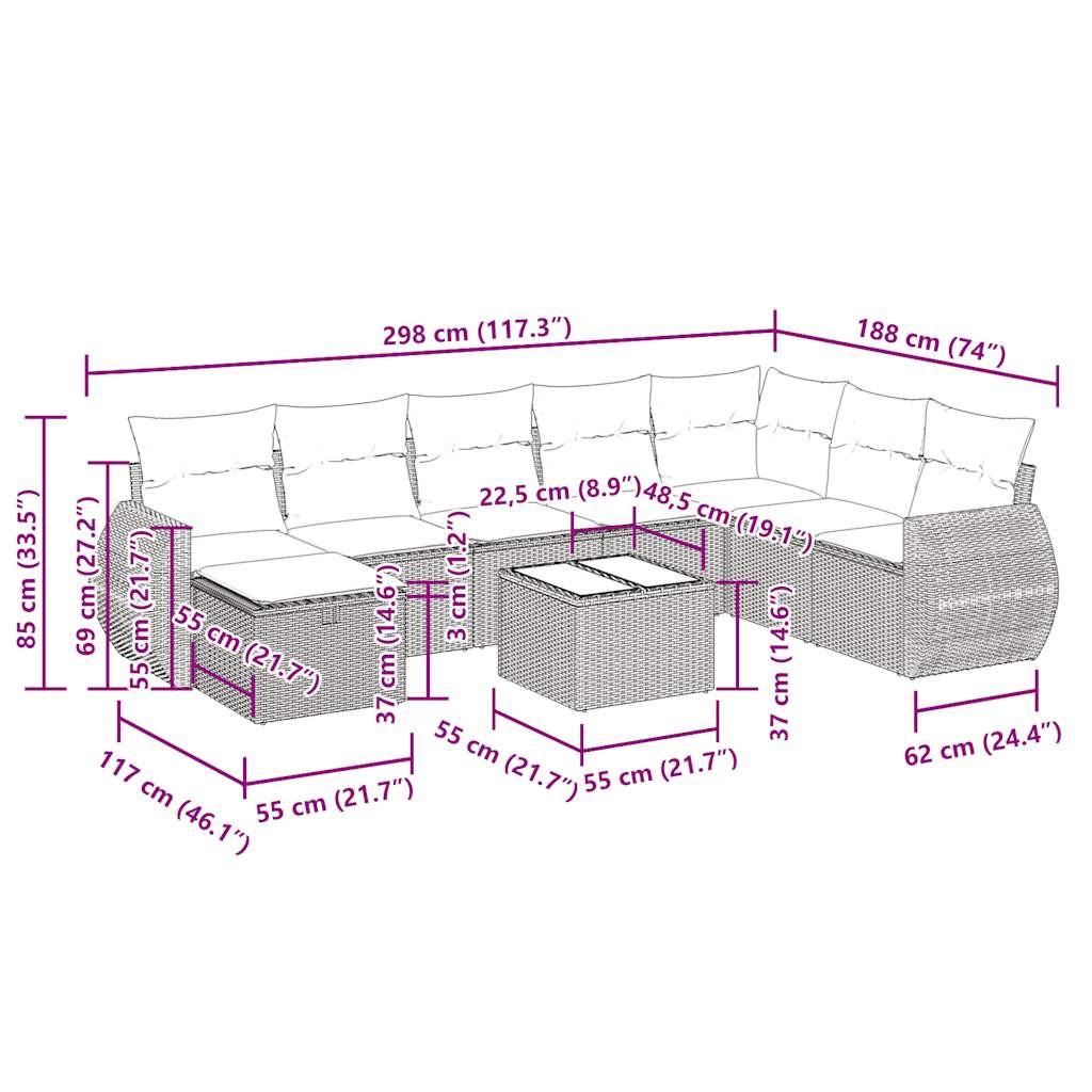VidaXL Gartensofa set poly-rattan