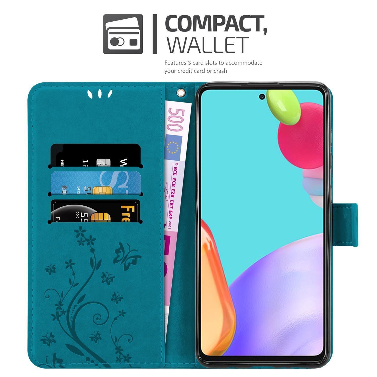 Cadorabo Hülle für Samsung Galaxy A52 (4G 5G) A52s Blumen Design Magnetverschluss