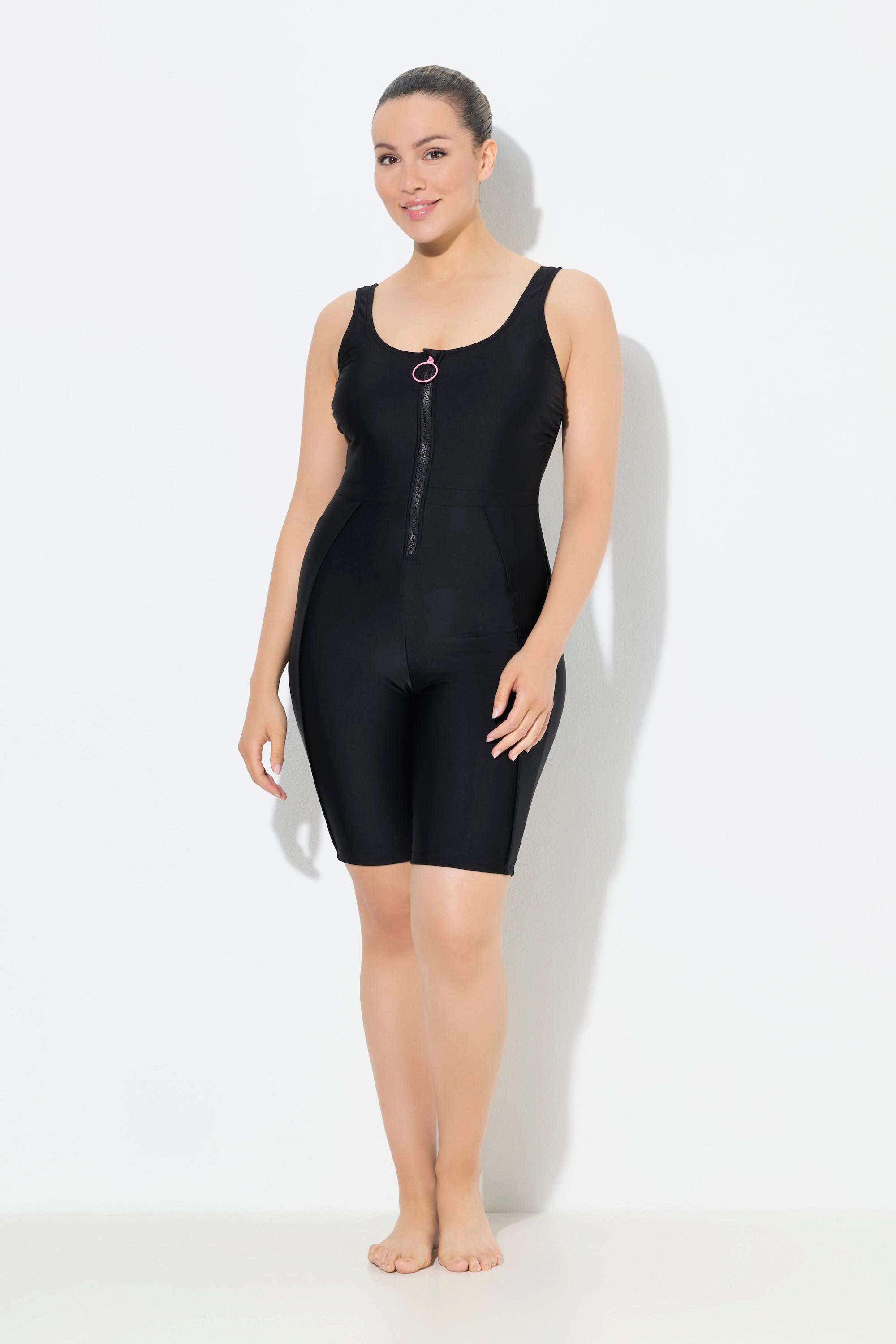 Ulla Popken Badeanzug, langes Bein, ohne Softcups, Zipper