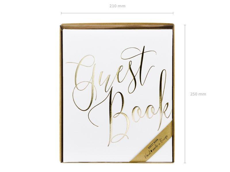 PartyDeco Gästebuch Guest Book 20 x 24.5 cm, Weiss/Gold