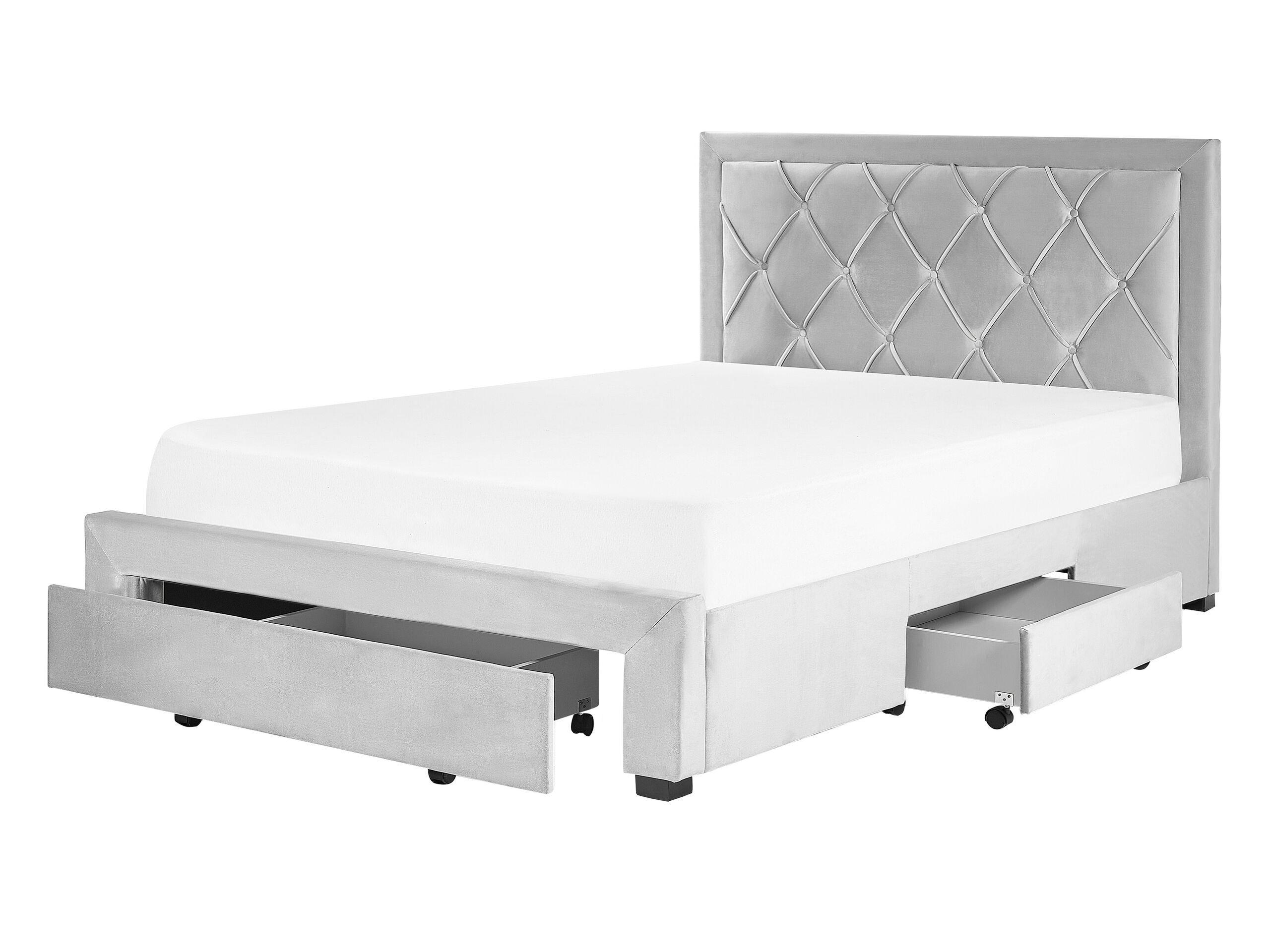 Beliani Bett mit Bettkasten aus Samtstoff Glamourös LIEVIN