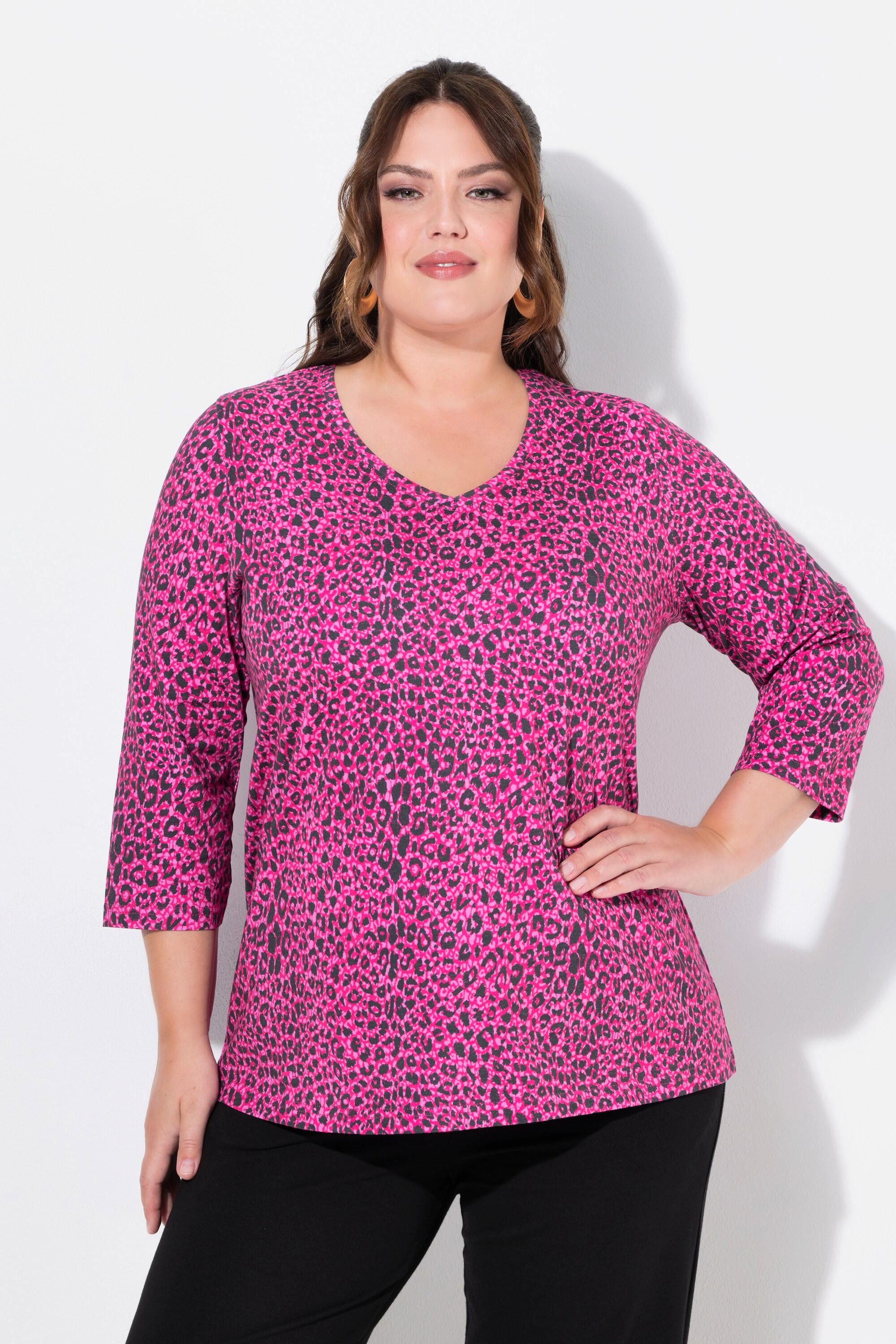 Ulla Popken Longshirt A-Linie V-Ausschnitt 3/4-Arm