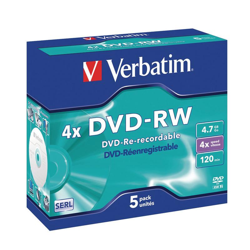 Verbatim VERBATIM DVD-RW Jewel 4.7GB 43285 1-4x 5 Pcs