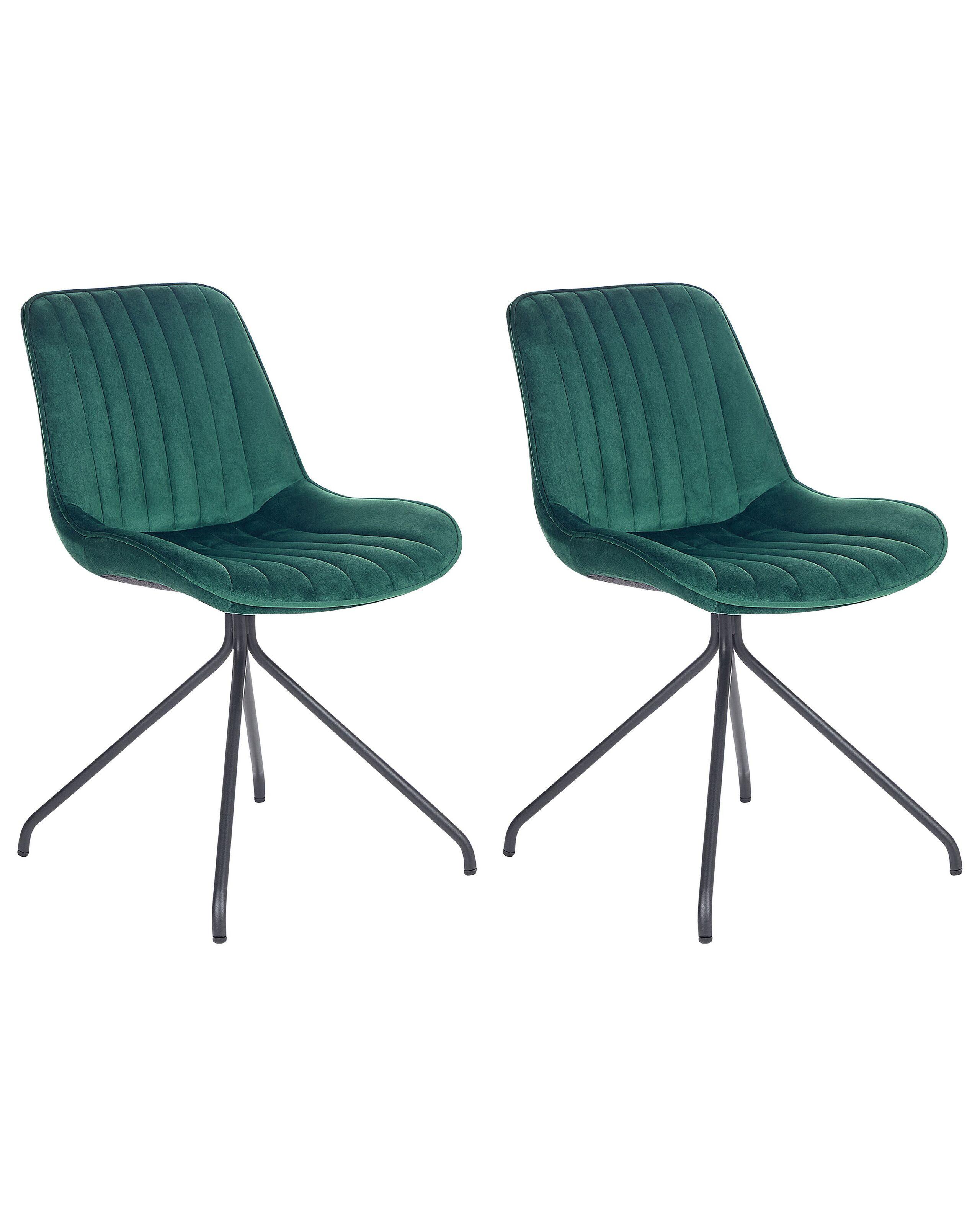 Beliani Esszimmerstuhl 2er Set aus Samtstoff Retro NAVASOTA