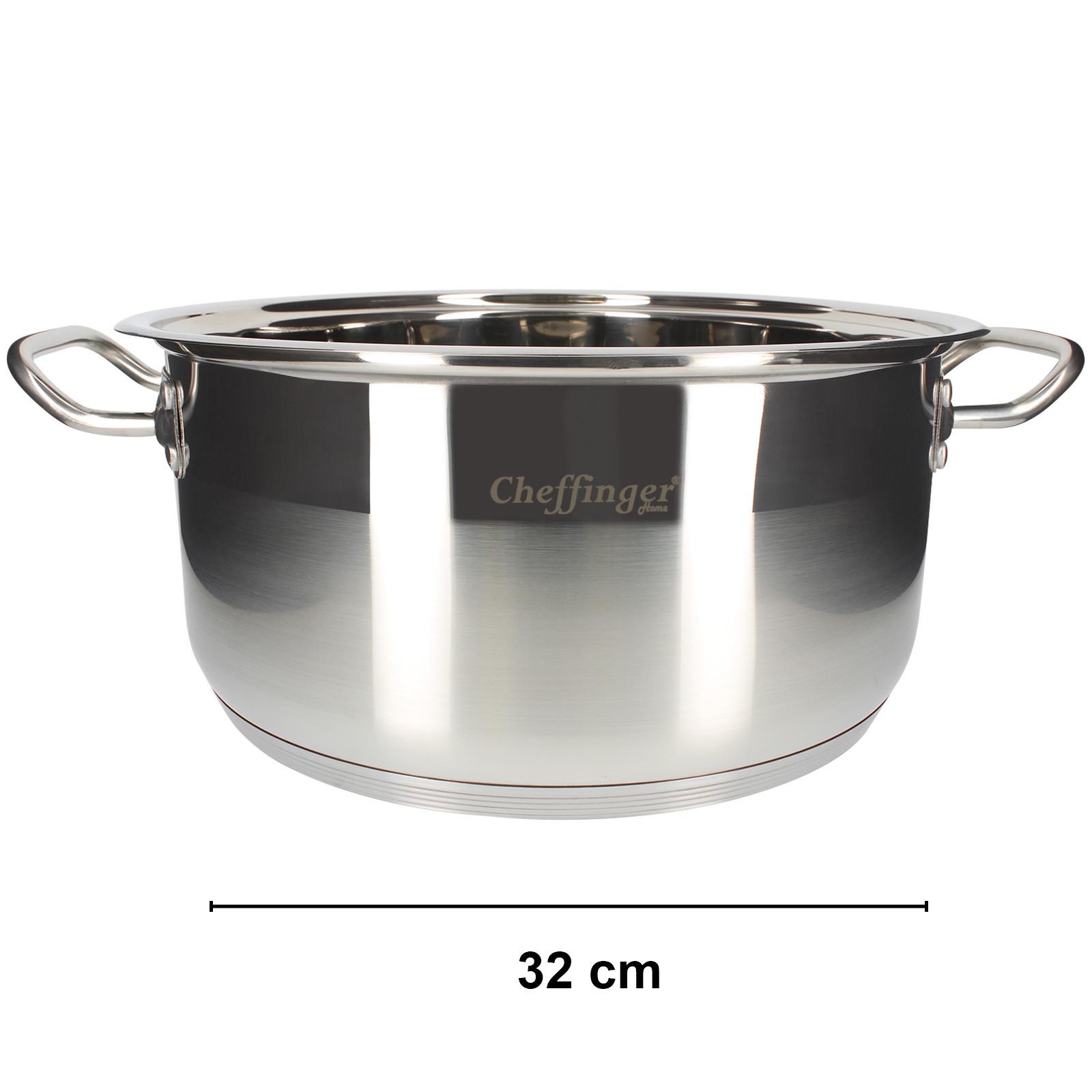 Cheffinger Kochtopf 32 cm mit Deckel aus Edelstahl
