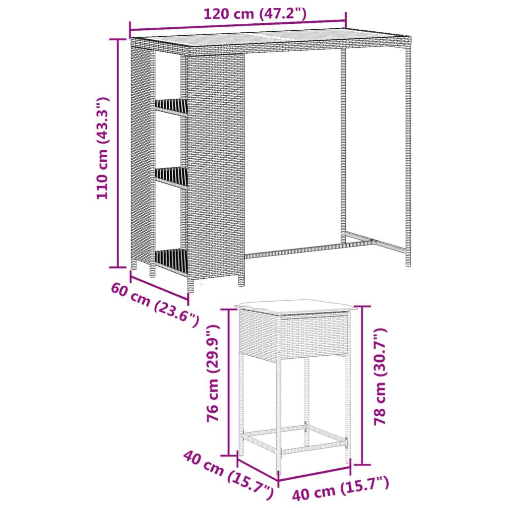 VidaXL Gartenbar set poly-rattan