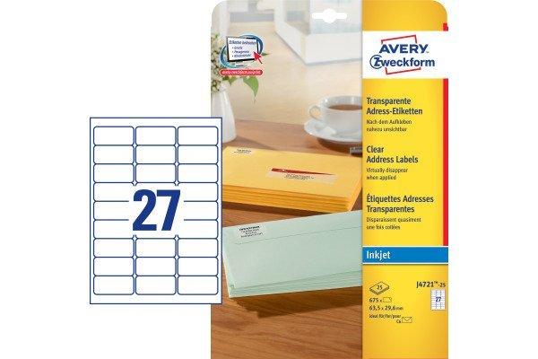 Avery-Zweckform AVERY ZWECKFORM Etiketten 63,5x29,6mm, 675 Stück