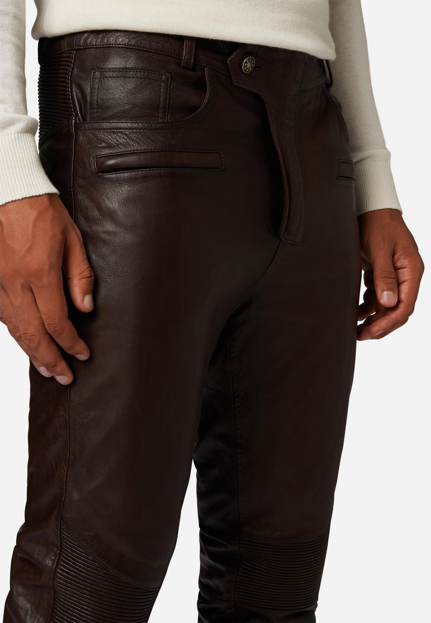 RICANO Franklin Lederhose im 5-Pocket-Stil mit Bikerapplikationen