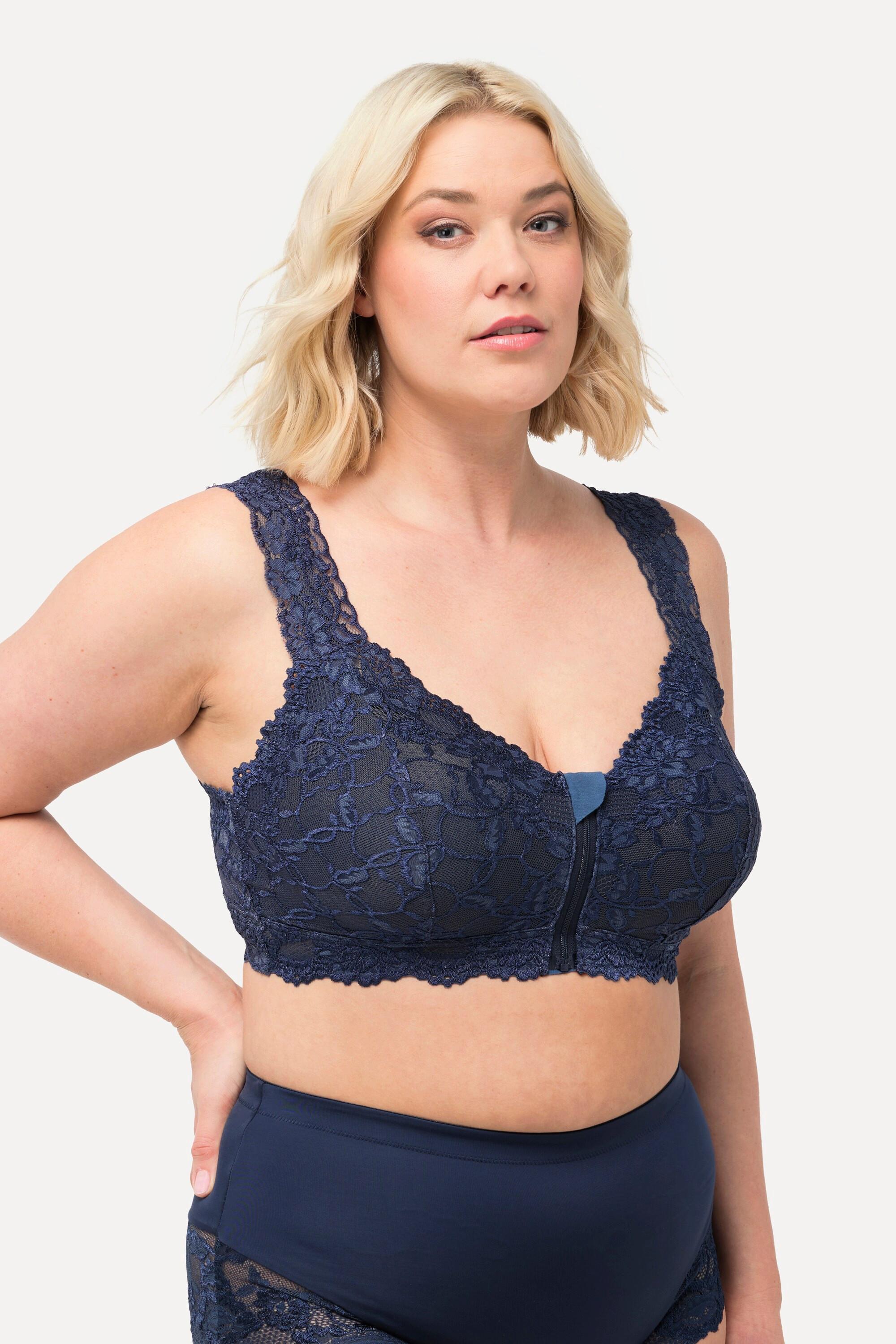 Ulla Popken Bralette, Spitze, Reißverschluss, ohne Bügel