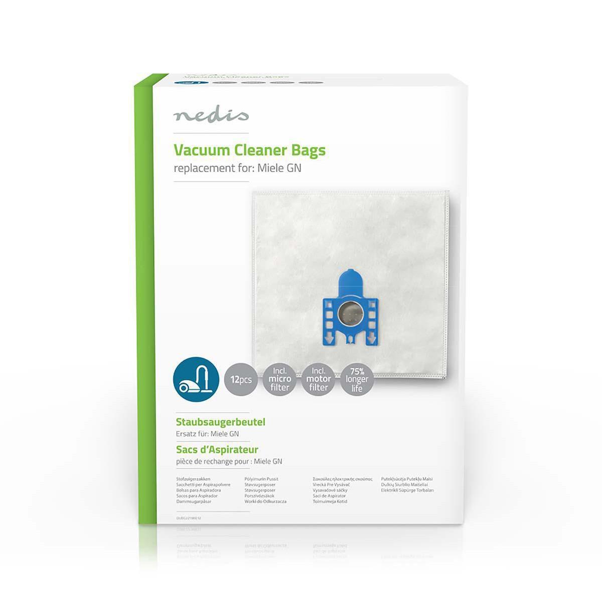 Nedis Staubsaugerbeutel | 12 Stk. | Synthetik | Meist verkauft für: Miele | Weiß