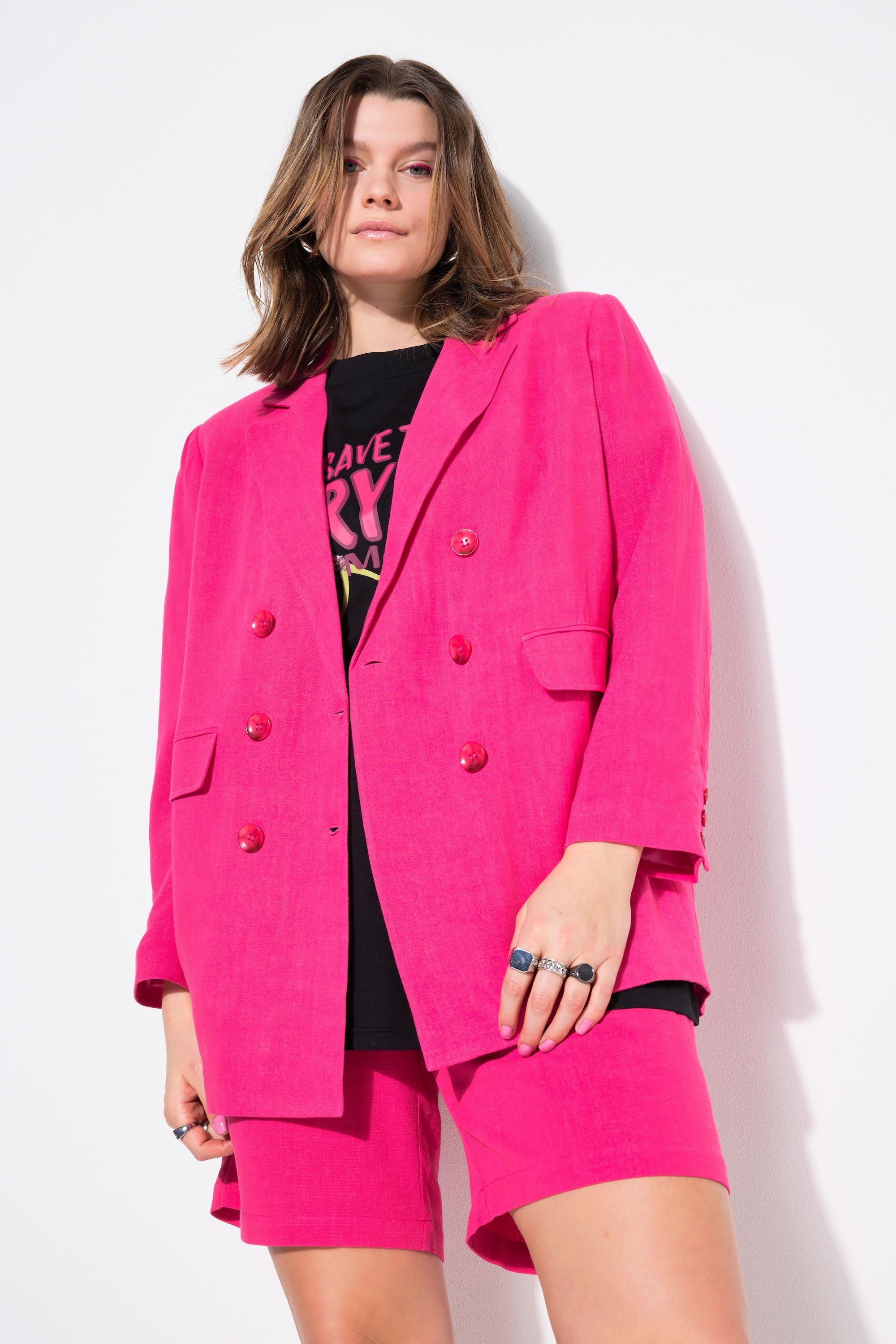 Studio Untold Leinenmix-Blazer, Loose Fit, Doppelreiher